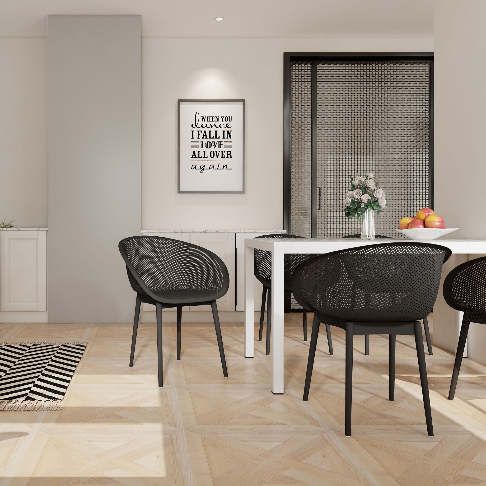 2 Piece Durable Single Chair With Mesh Hollow Out Design