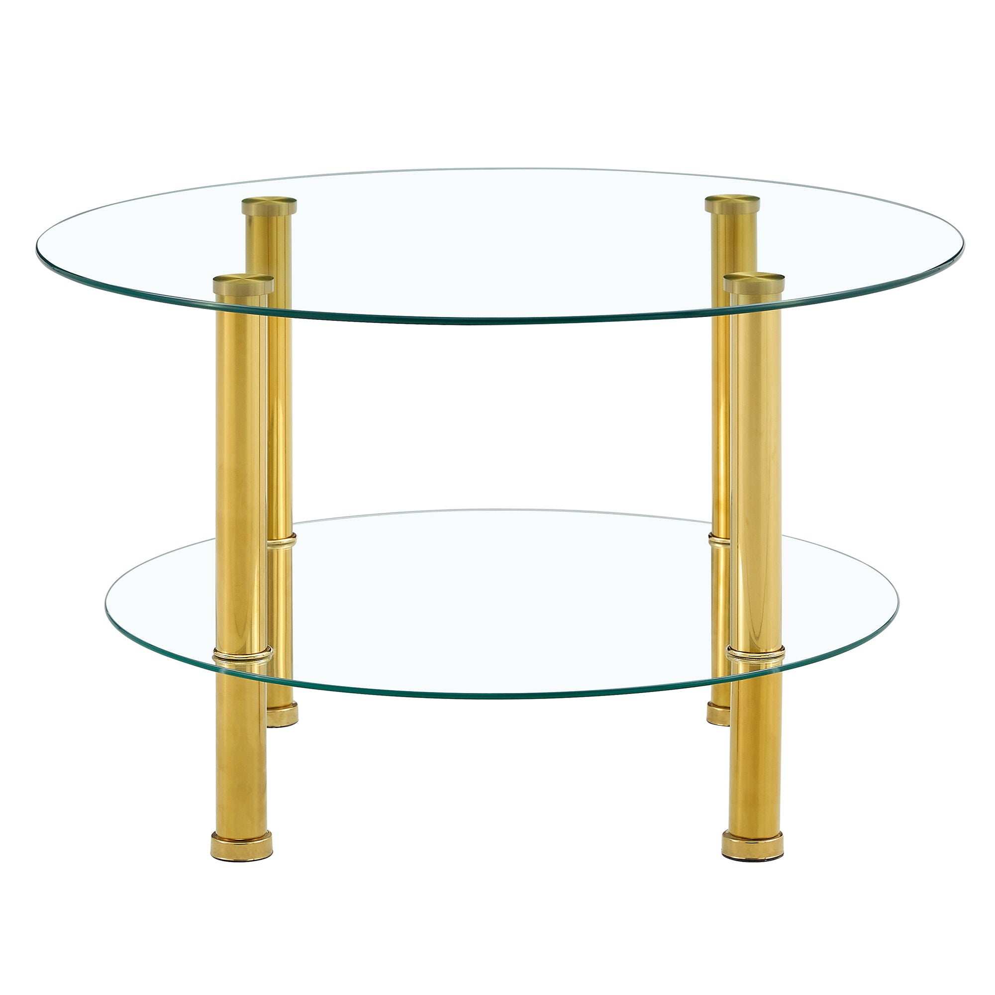 Contemporary Minimalist Double Layer Tempered Glass Coffee Table