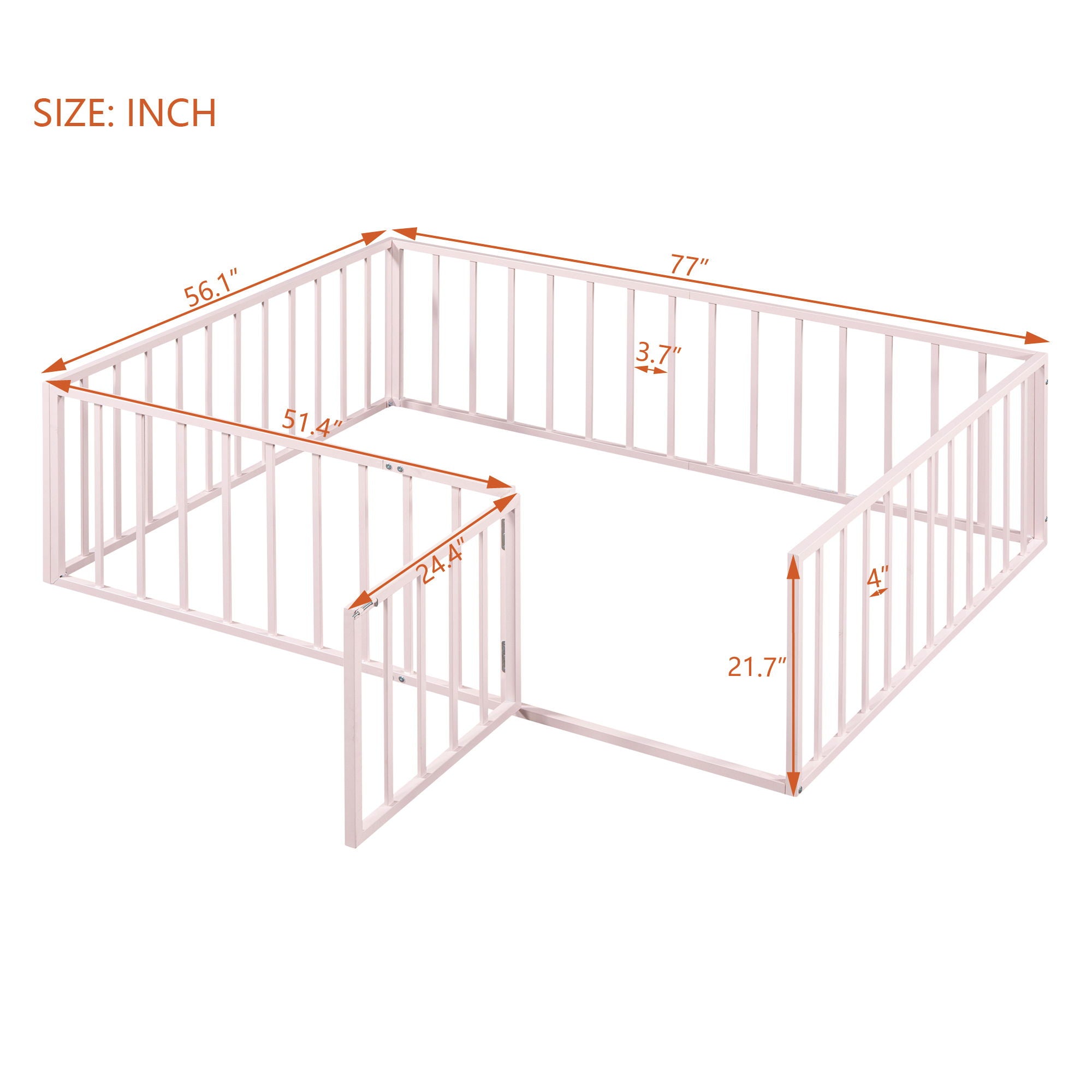 Metal Floor Bed Frame With Fence And Door