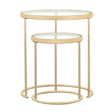 Maylin - 2 Piece Round Glass Top Nesting Table Set - Gold