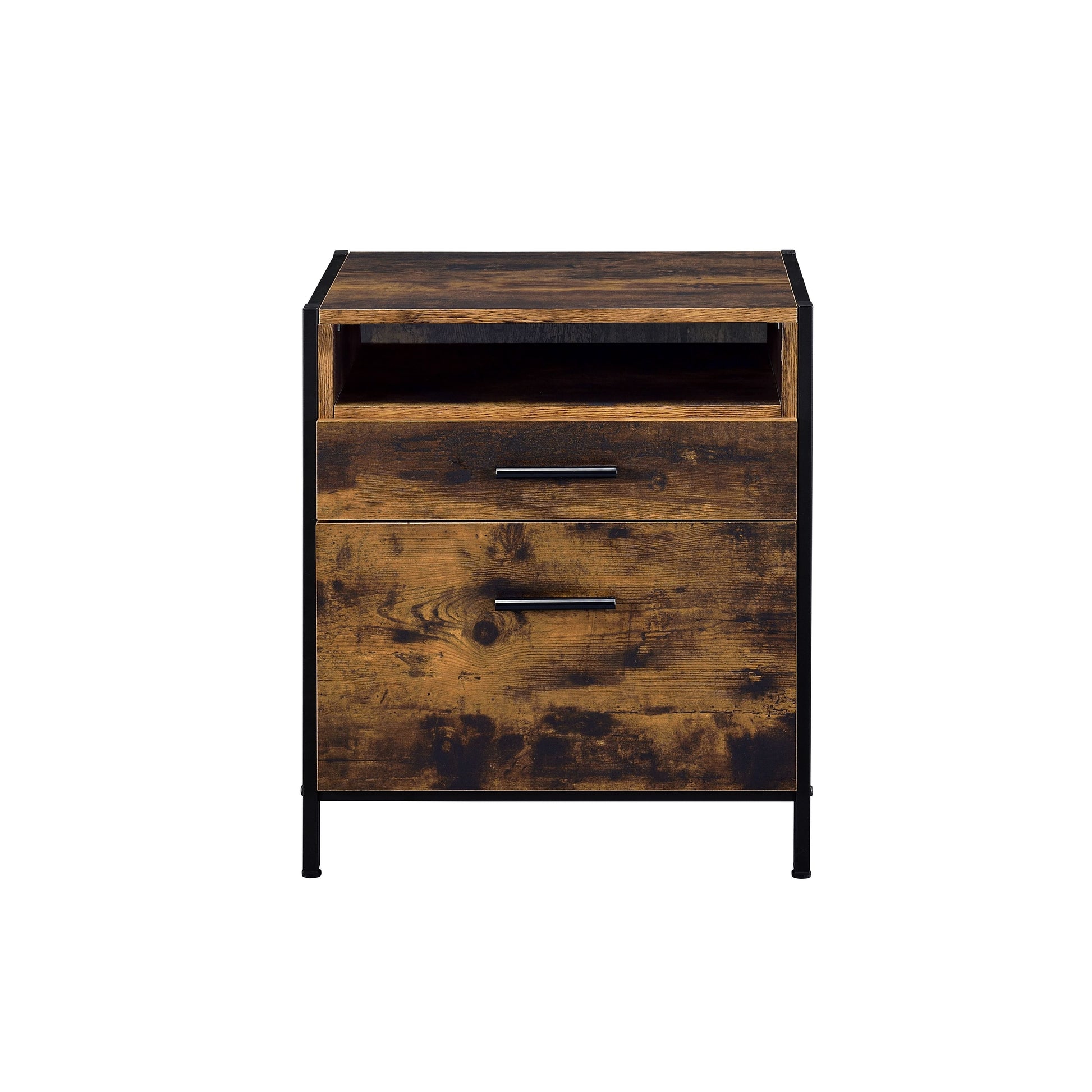 ACME Juvanth - Nightstand - Rustic Oak & Black Finish | Meri Furniture