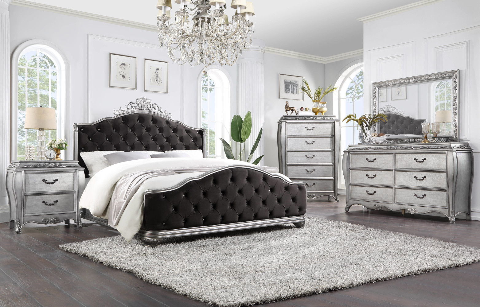 ACME Leonora - Mirror - Vintage Platinum | Meri Furniture
