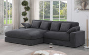 Mystic 105"W Dark Gray Corduroy Reversible Sectional Sofa Chaise