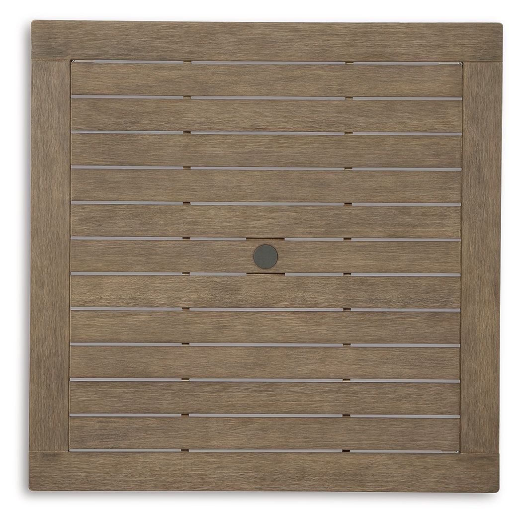 Signature Design by Ashley® Aria Plains - Brown - Square Dining Table W/Umb Opt | Meri Furniture