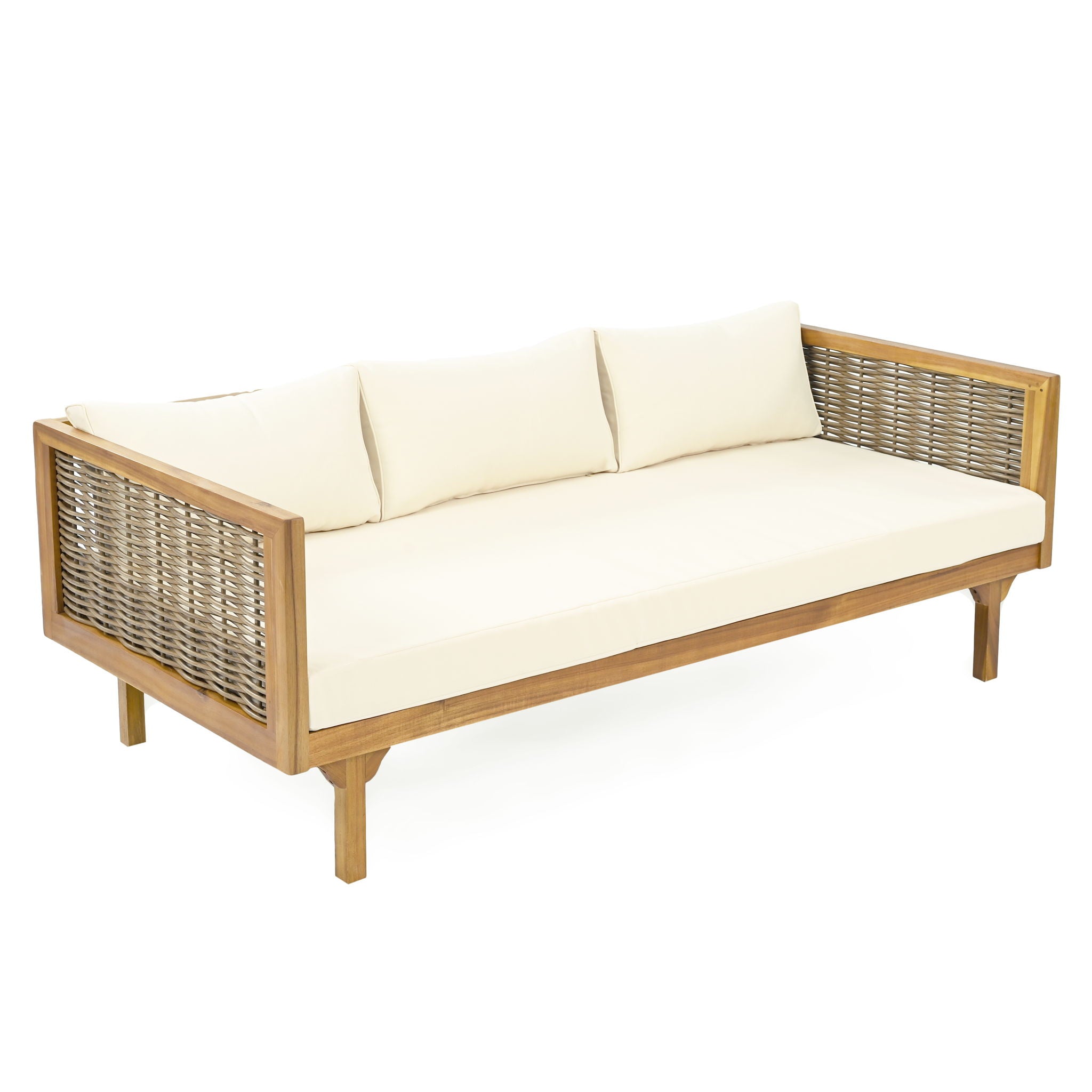 Claremont - 3 Seater Daybed Teak Acacia Wood Water Resistant Cushions
