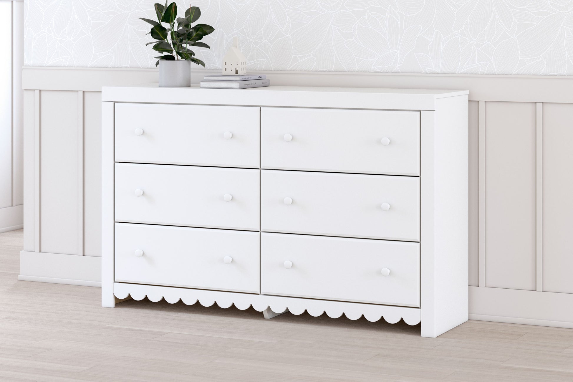 Signature Design by Ashley® Mollviney - White - Six Drawer Dresser | Meri Furniture