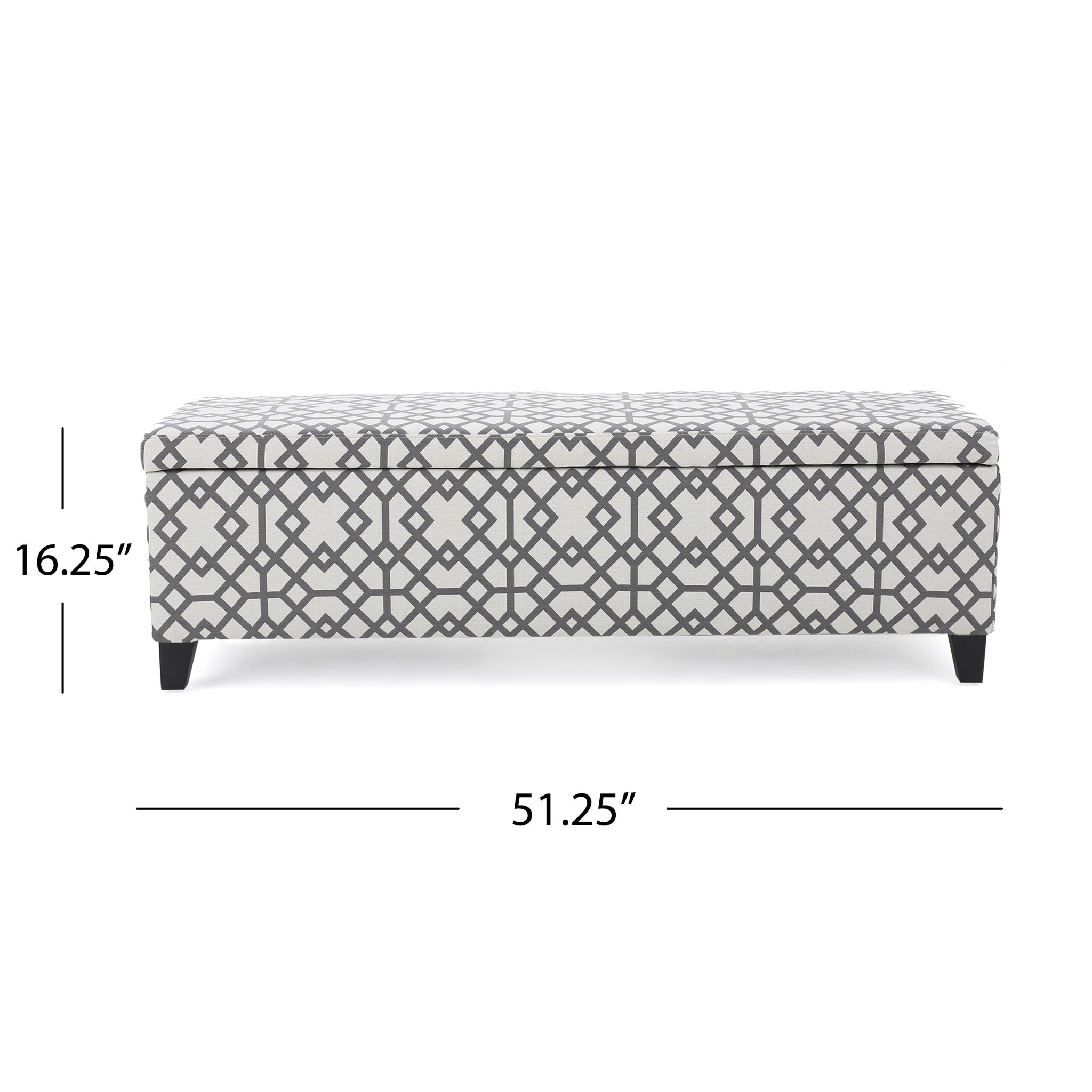 Quotient - Upholstered Storage Ottoman With Tapered Block Feet - Gray / White