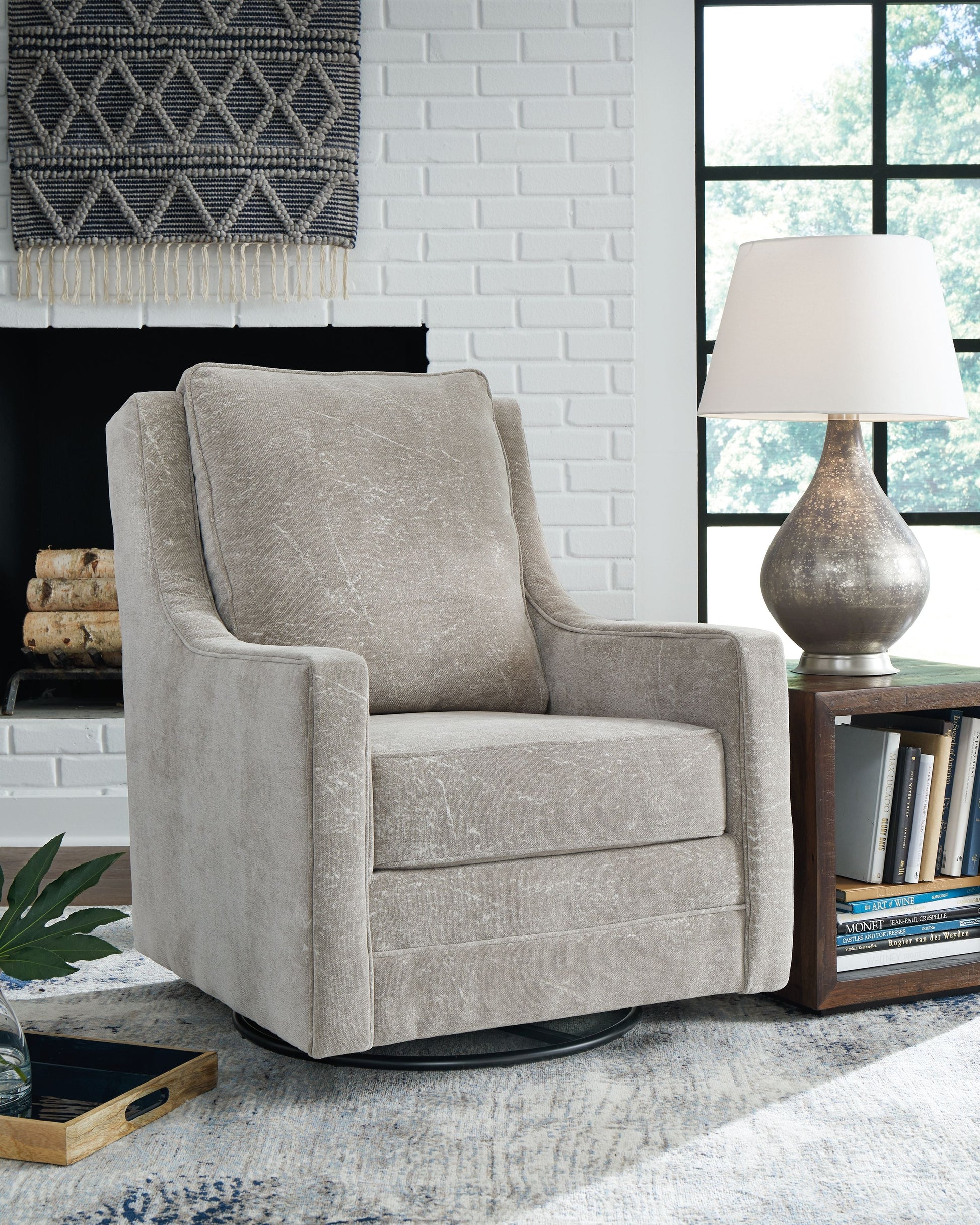 Signature Design by Ashley® Kambria - Pebble - Swivel Glider Accent Chair | Meri Furniture