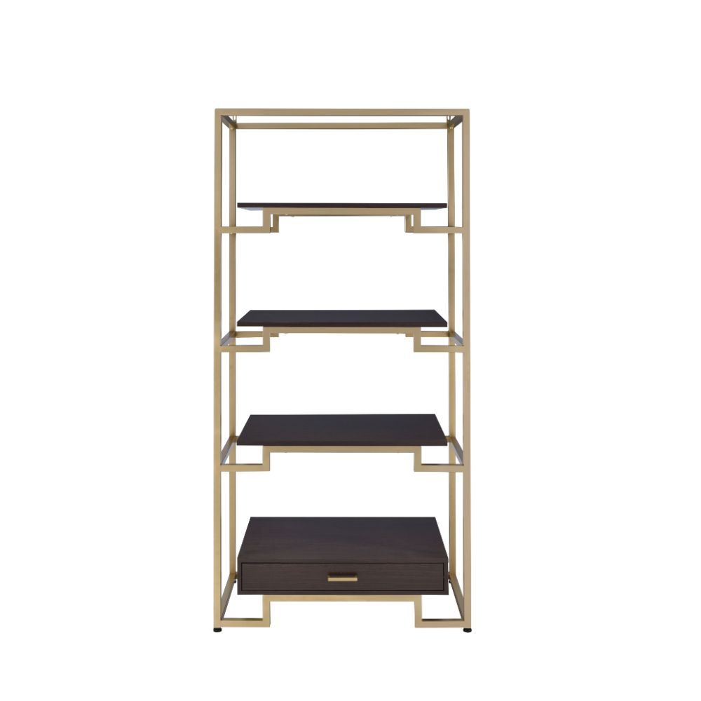 ACME Yumia - Bookshelf - Gold & Clear Glass | Meri Furniture