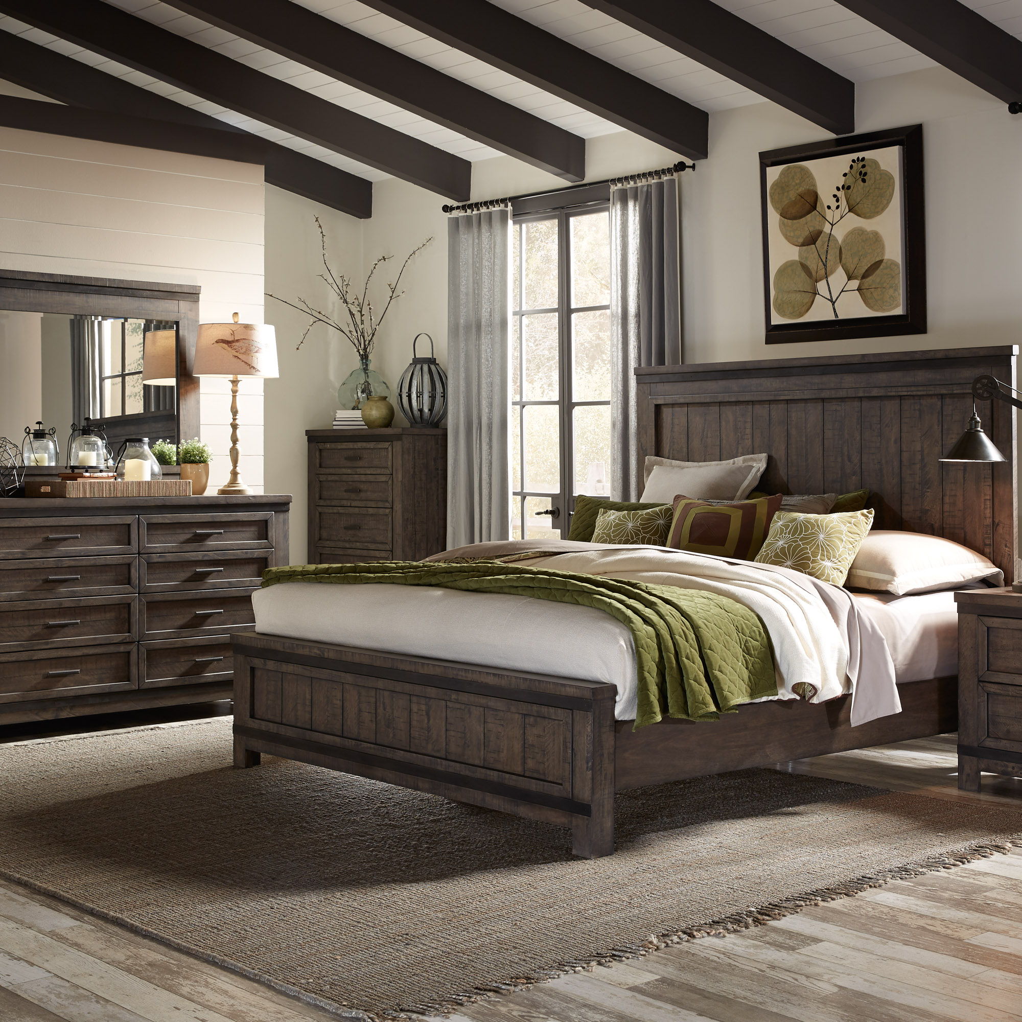 Liberty Furniture Thornwood Hills - Panel Bed, Dresser & Mirror | Meri Furniture