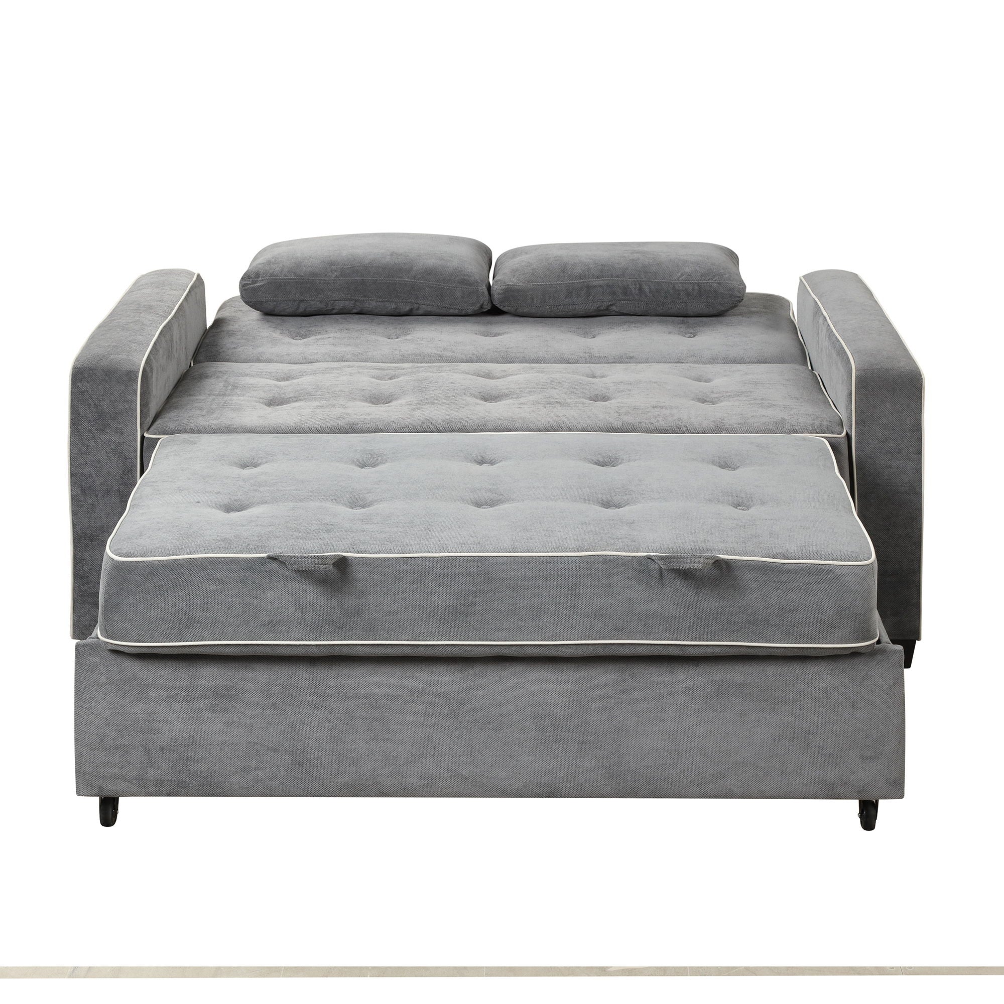 Upholstered Sleeper Bed Sofa With Dual USB Charging, Adjustable Backrest