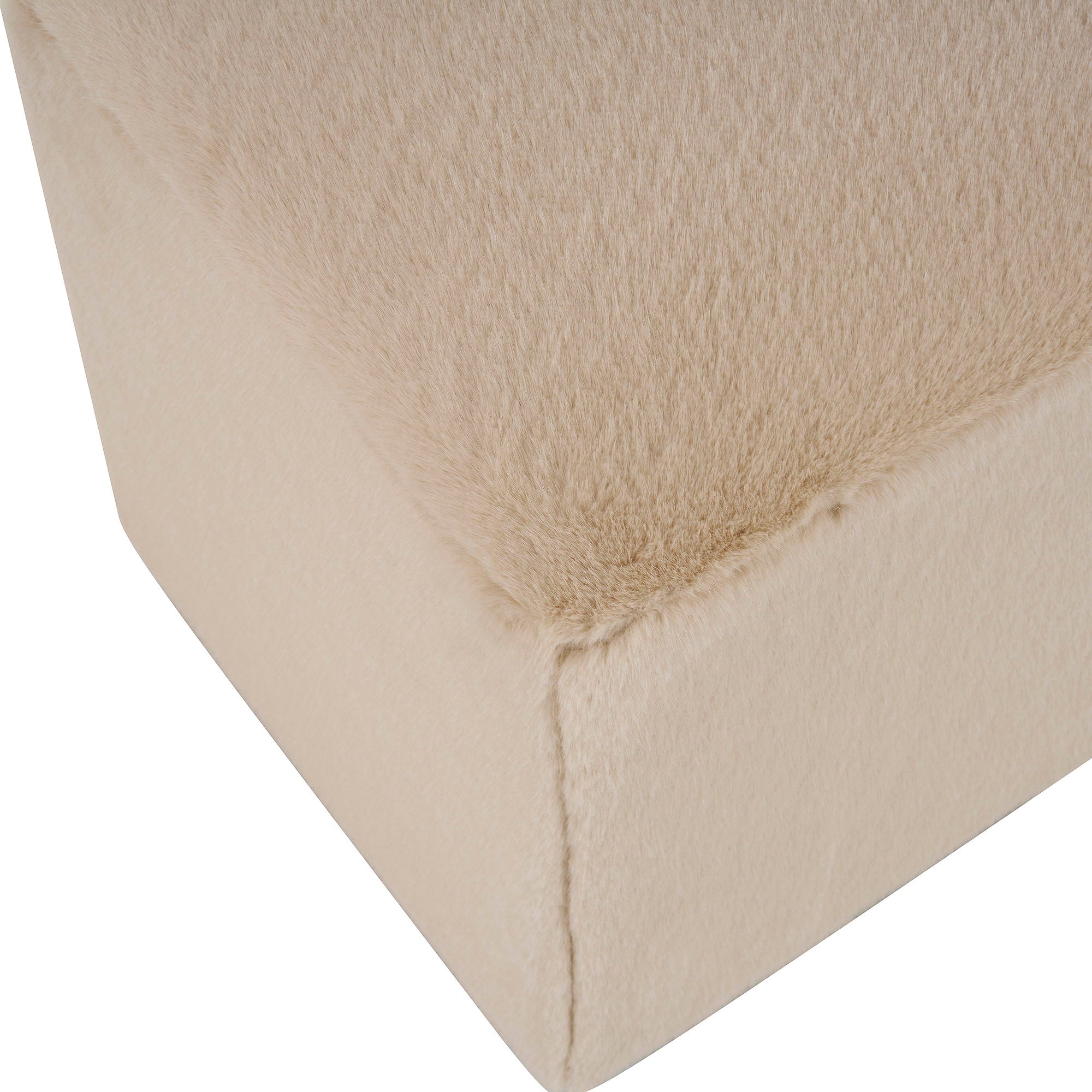 Long Plush Ottoman, Simple Footstool And Seat For Home Use - Almond