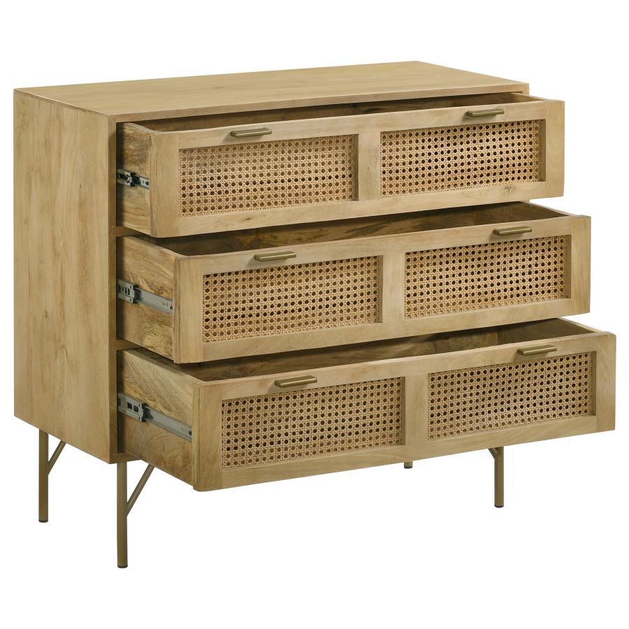 Coaster Fine Furniture Zamora - 3-Drawer Wood Accent Cabinet With Woven Cane - Natural | Meri Furniture