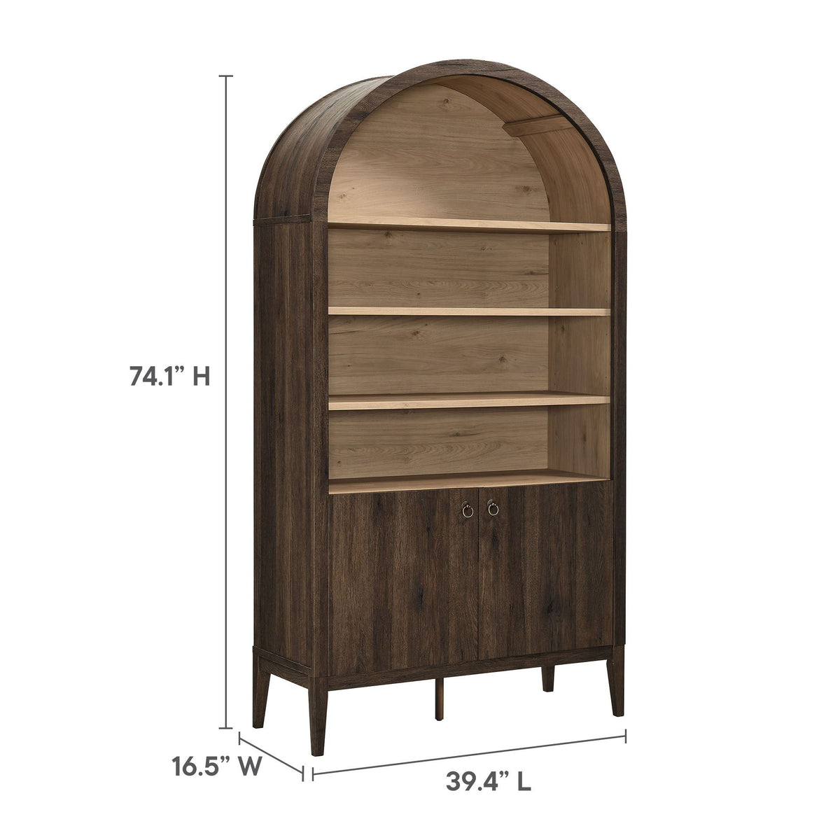 Nolan 74" Tall Wide Arched Storage Display Cabinet Bookshelf by Modway