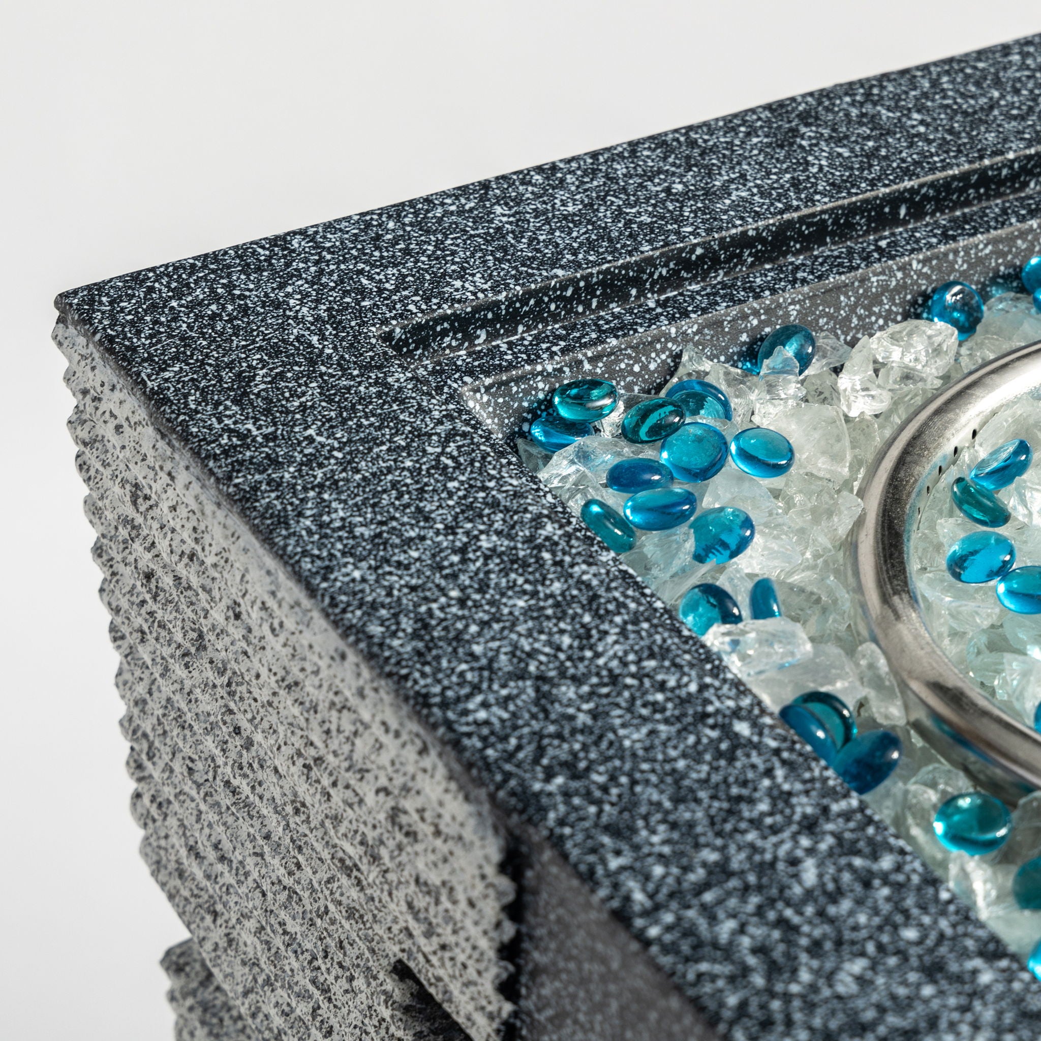 20" Propane Gas Fire Pit Table, 50000 Btu Square Concrete Fire Pit For Outside Patio Deck Garden Backyard - Light Gray Blue