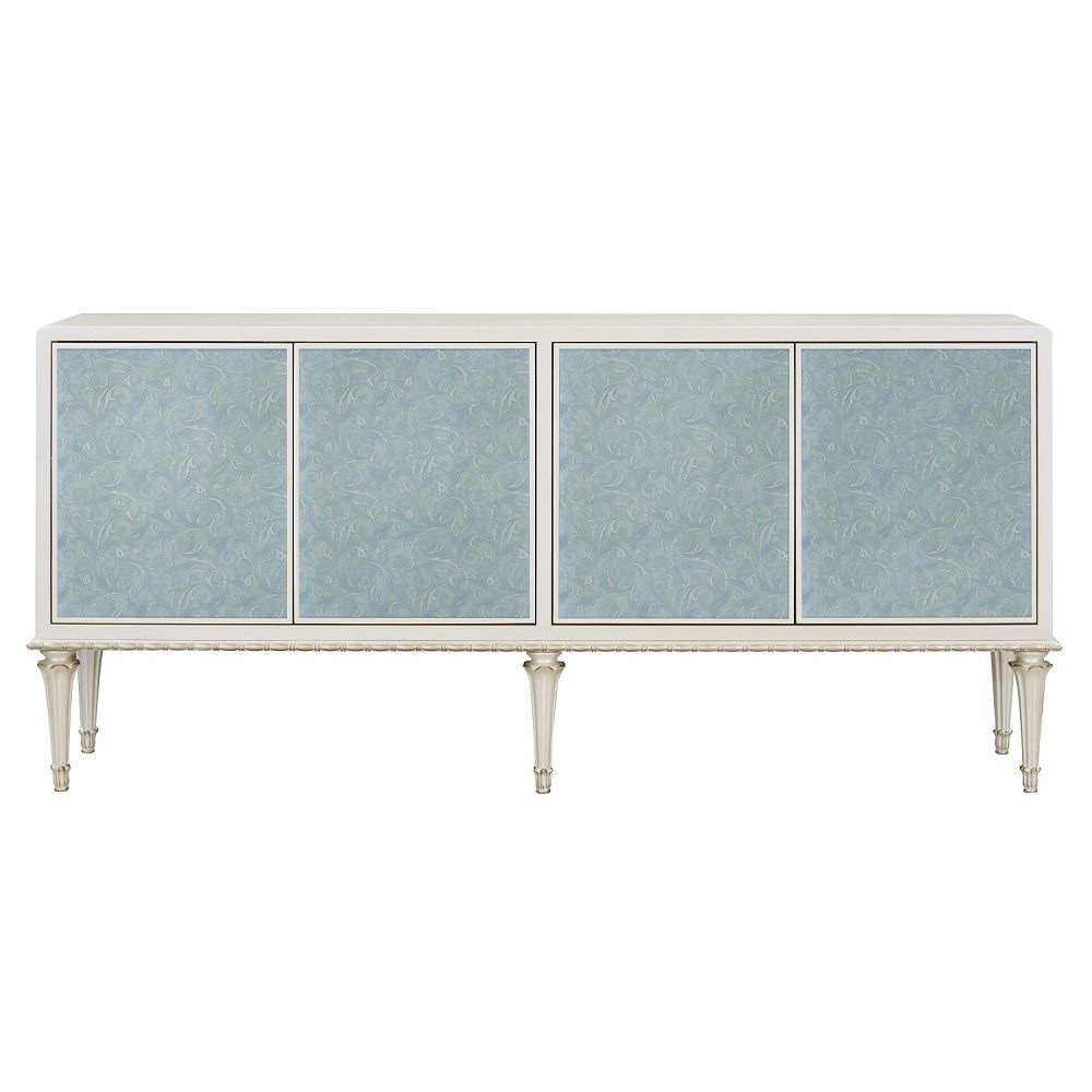 ACME Ansaldo - Console Cabinet - Pearl White & Silver Shimmer | Meri Furniture