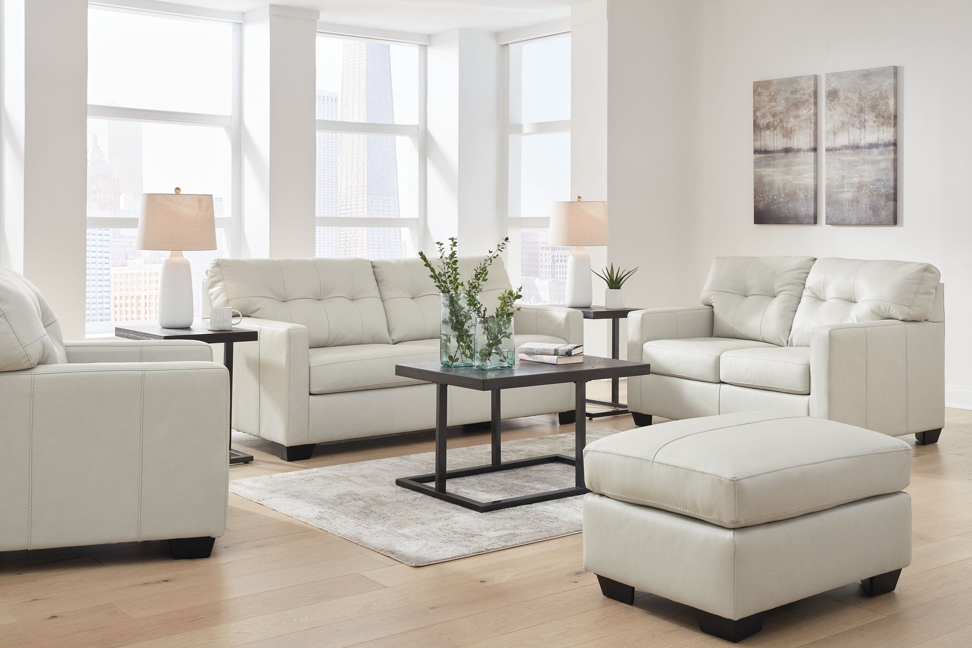 Signature Design by Ashley® Belziani - Coconut - 4 Pc. - Sofa, Loveseat, Chair And A Half, Ottoman | Meri Furniture