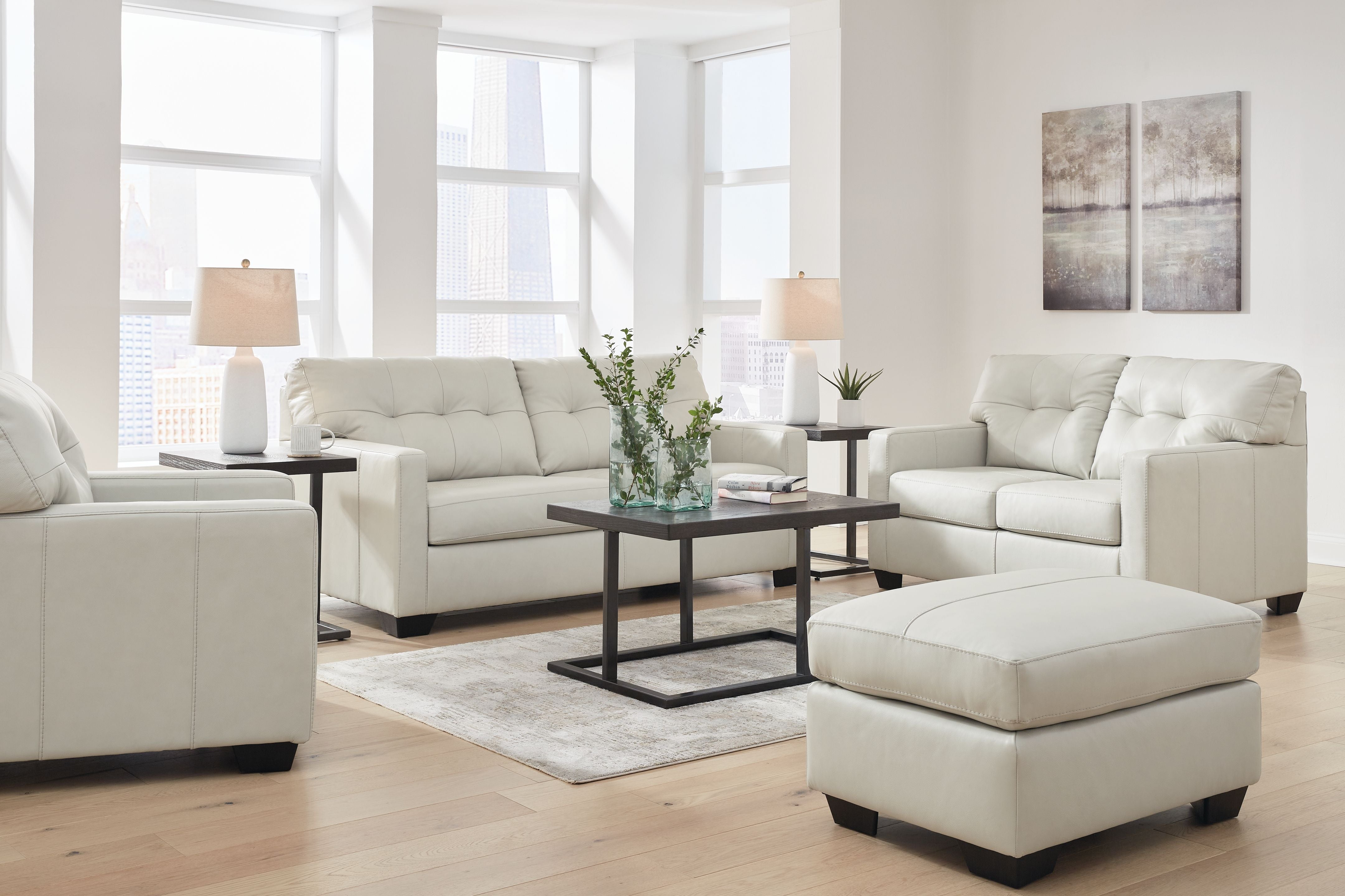 Signature Design by Ashley® Belziani - Coconut - 4 Pc. - Sofa, Loveseat, Chair And A Half, Ottoman | Meri Furniture