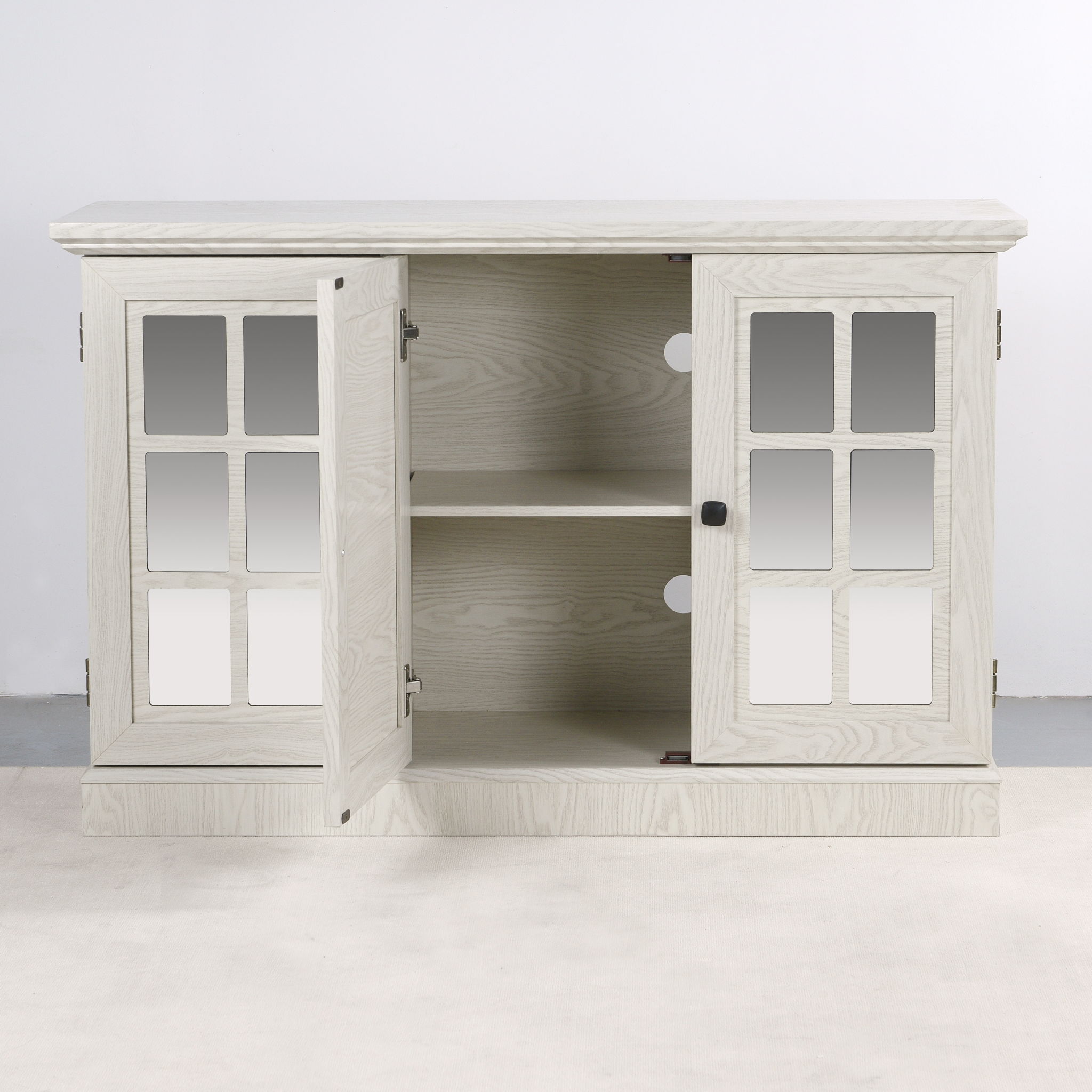 Storage Cabinet With 3 Mirrored Acrylic Doors, Adjustable Shelves
