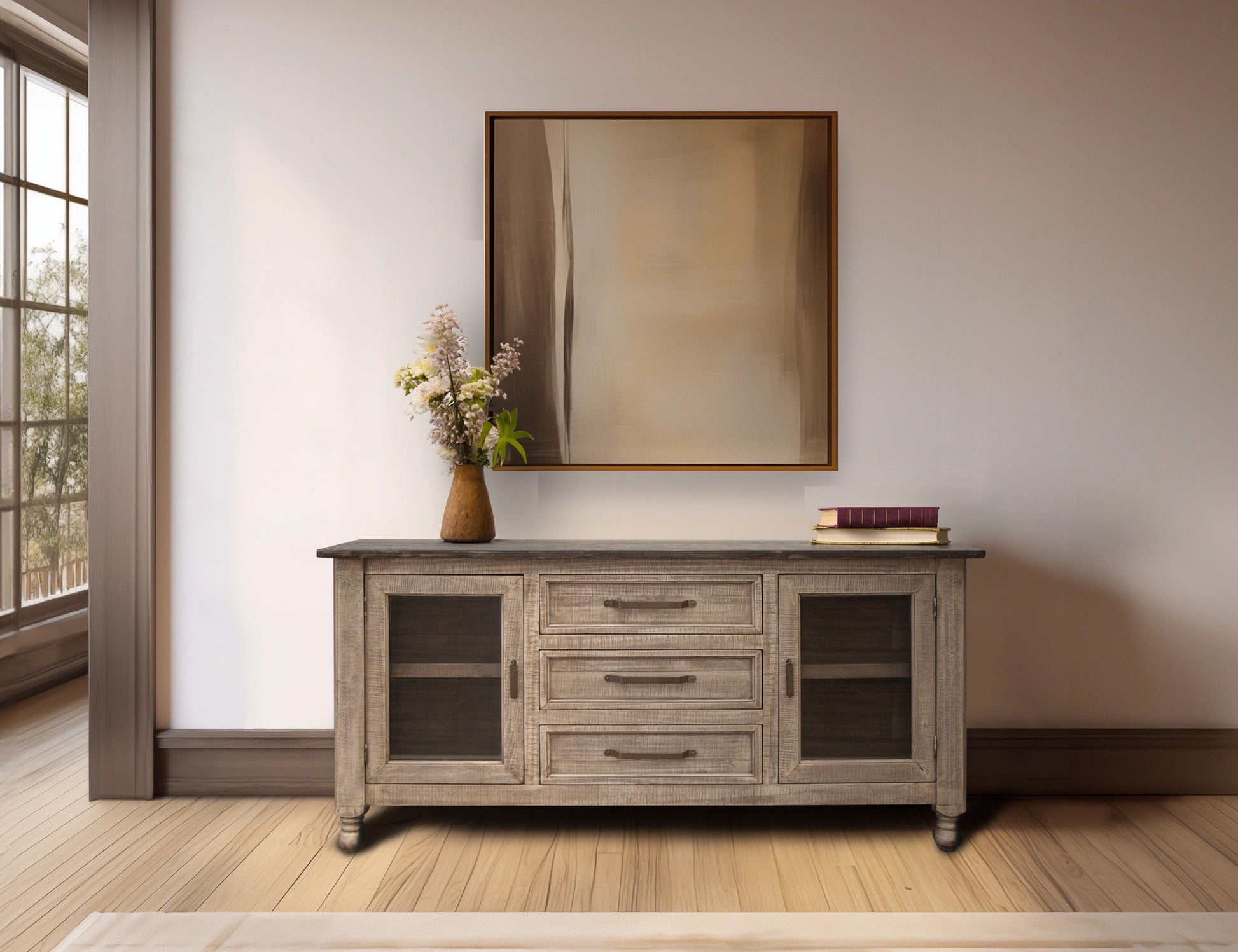 International Furniture Direct Natural Stone - Buffet - Taupe Brown | Meri Furniture