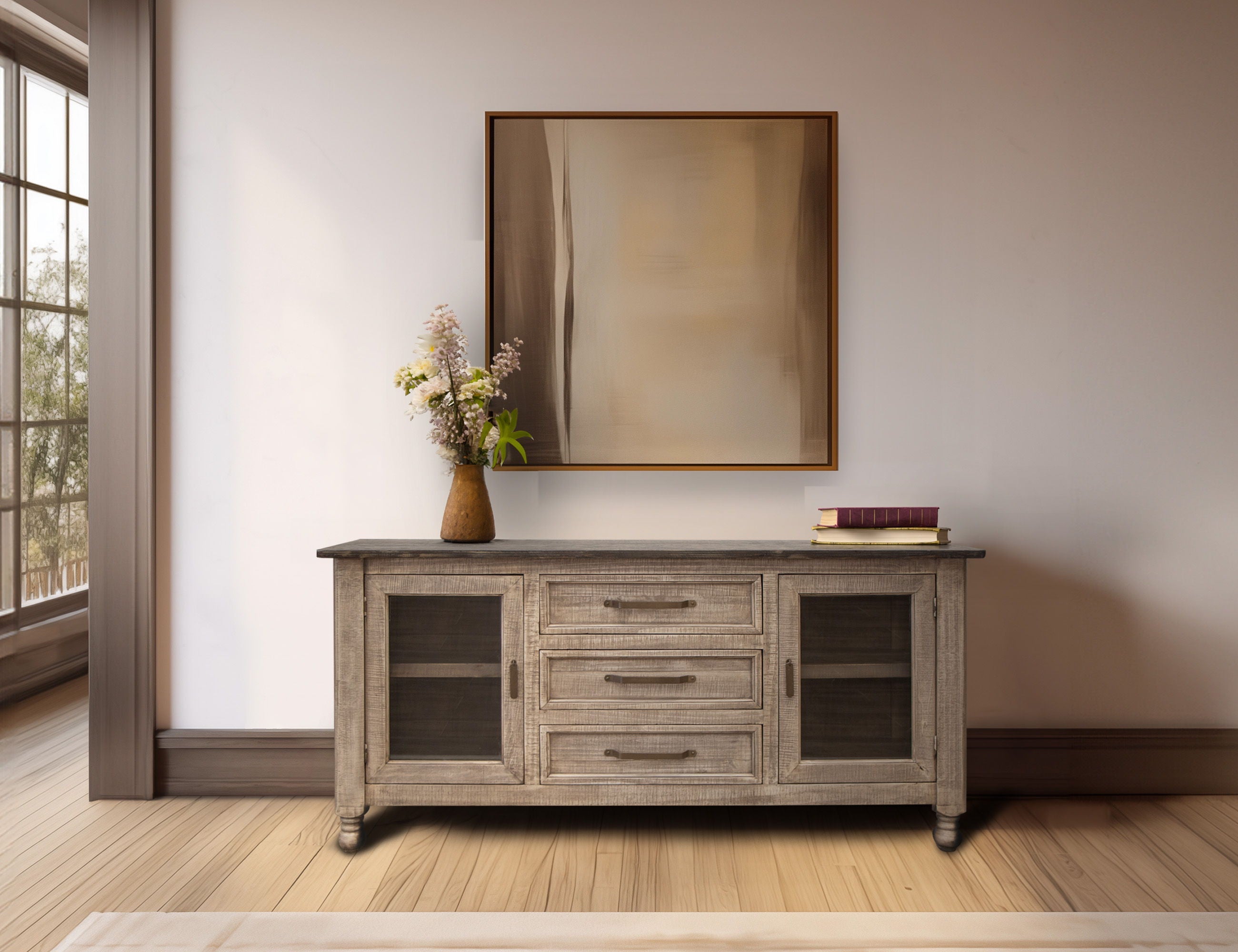 International Furniture Direct Natural Stone - Buffet - Taupe Brown | Meri Furniture