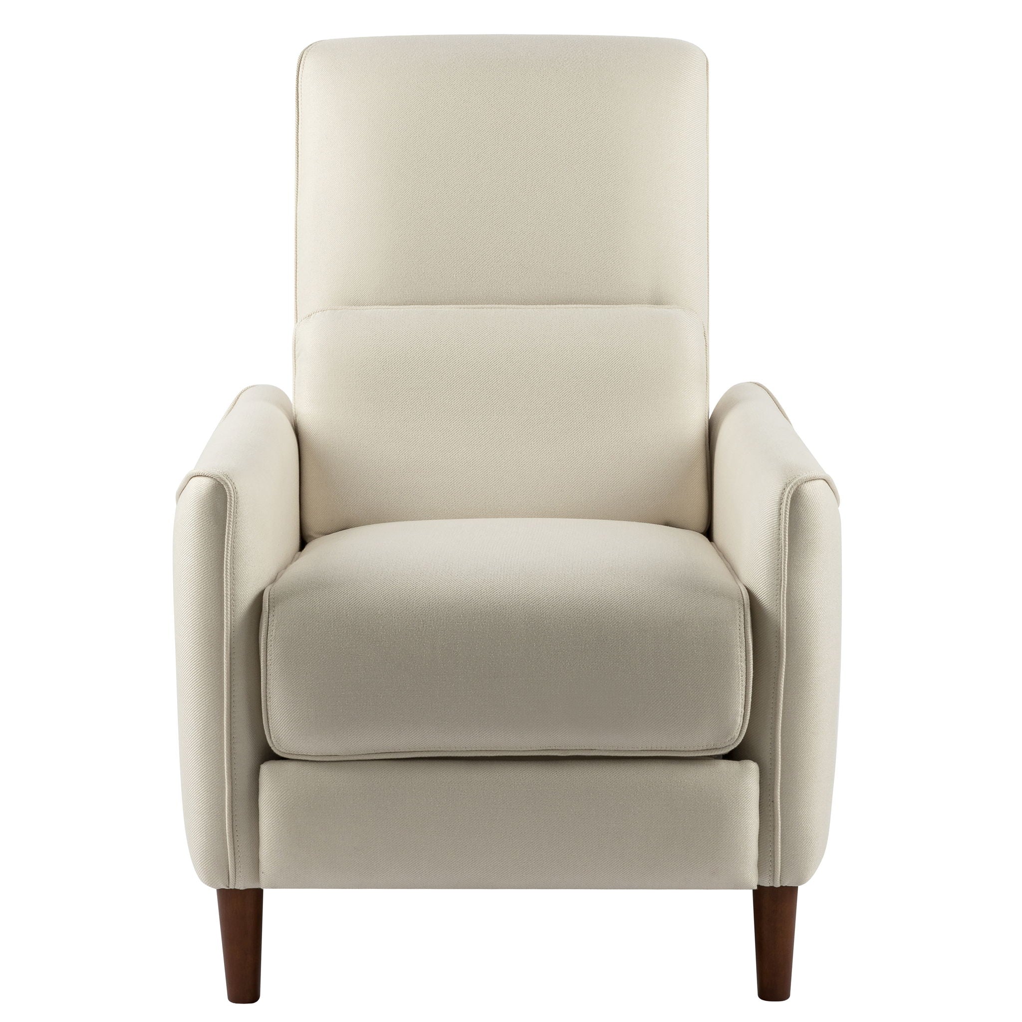 Upholstered Push Recliner Chair With Rubber Wood Legs For Living Room