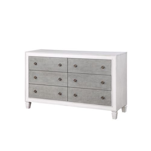 ACME Katia - Dresser - Rustic Gray & White Finish | Meri Furniture