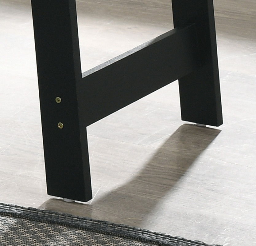 Kenzo 19"W Black End Table with Faux Marble Top Finish