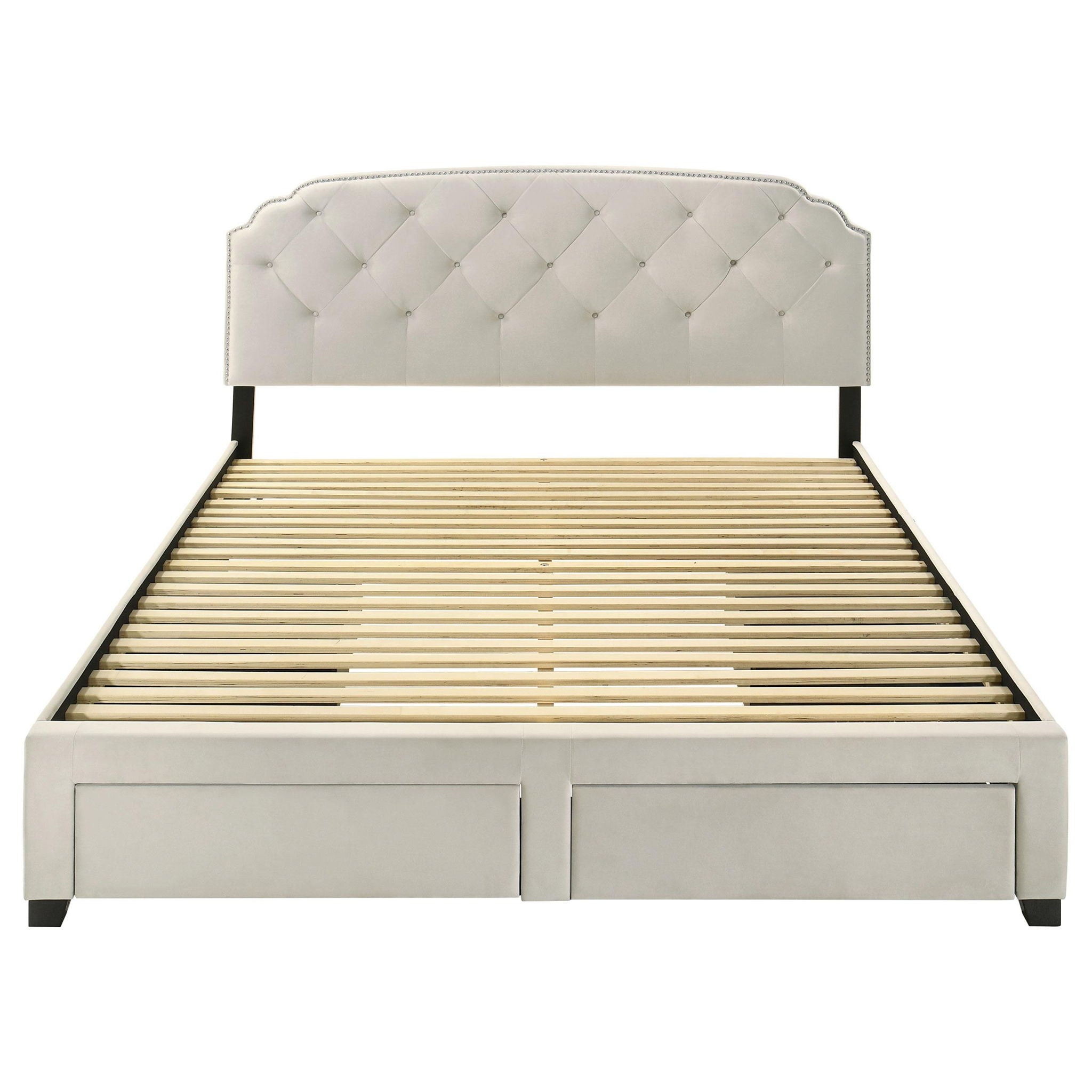 Marianna 4-drawer Upholstered Eastern King Storage Bed Cream