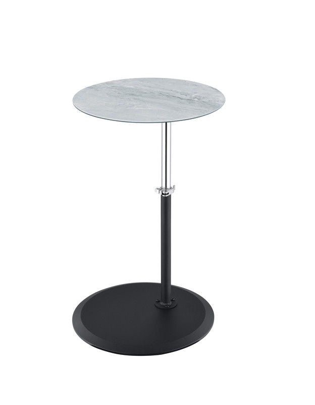 Orbit 15.5"W End Table with Height Adjustable Gray Marble Textured Top