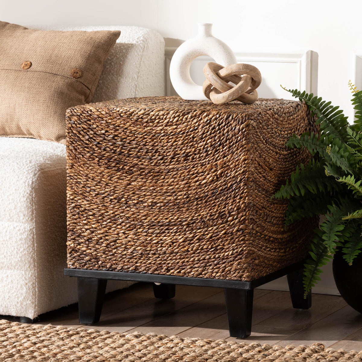 bali & pari Verino Bohemian Natural Seagrass End Table