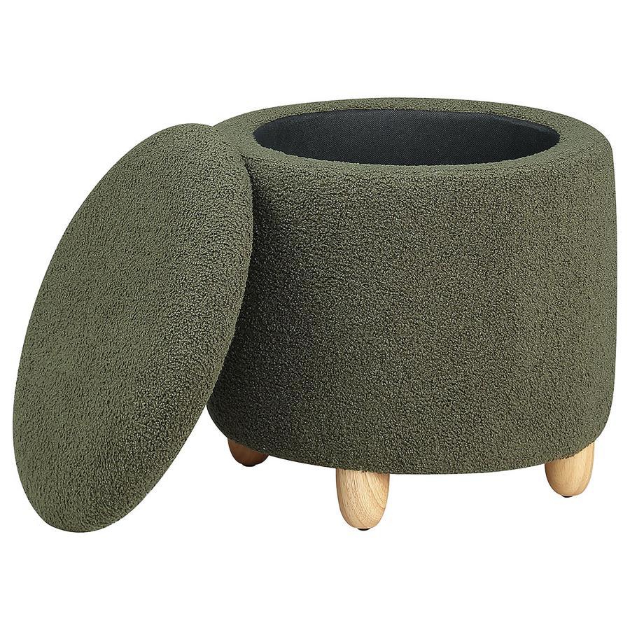 Coaster Fine Furniture Valia - Faux Sheepskin Upholstered Round Storage Ottoman | Meri Furniture