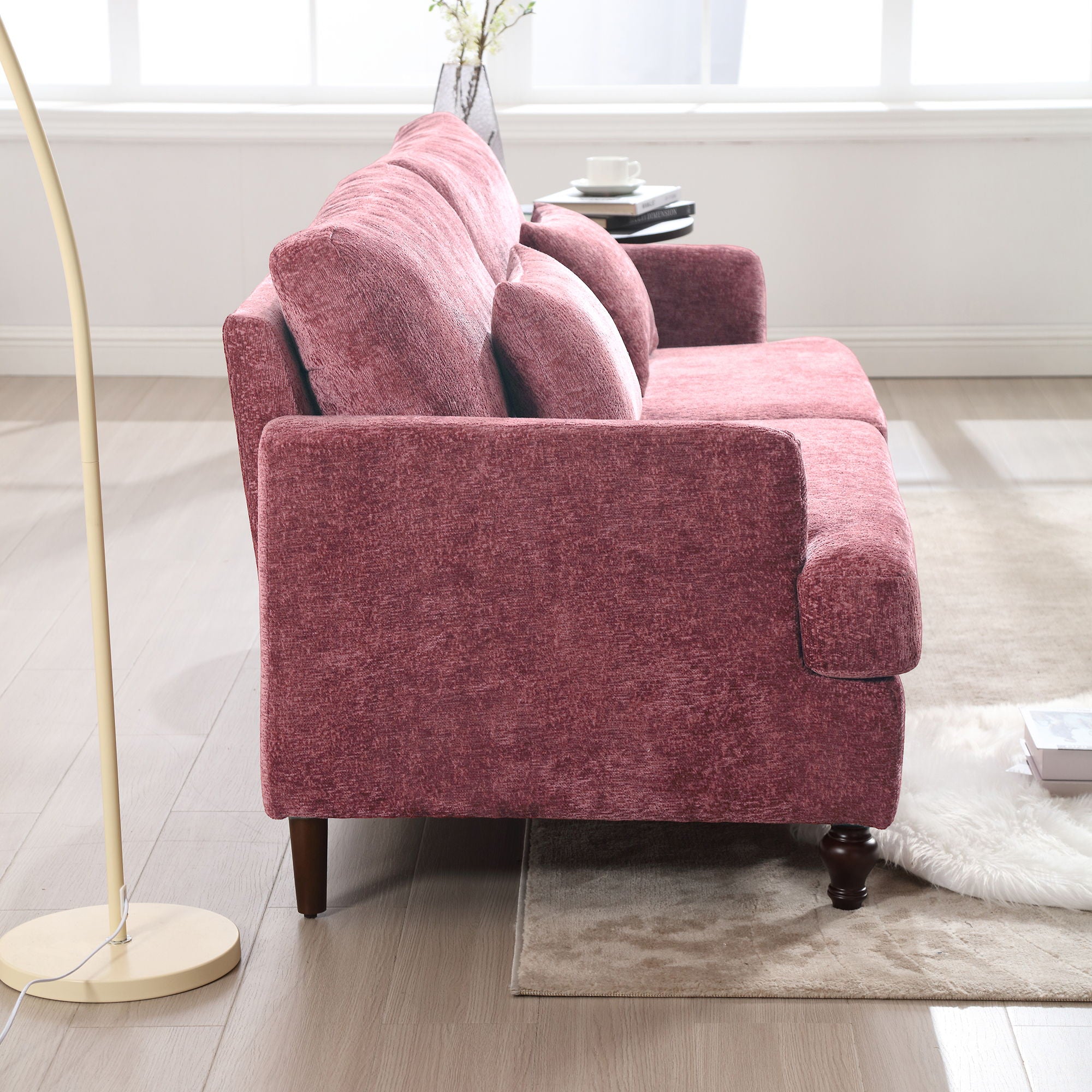 Mid Century Modern Fabric Loveseat Sofa, 2 Seat Upholstered Couch