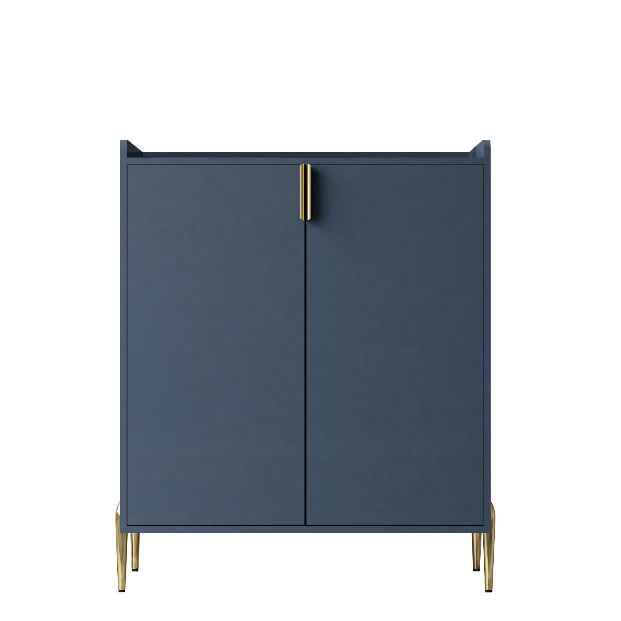 Wine Bar Cabinet With Adjustable Shelf, 2 Door Sideboard With Soft-Closing Hinges And Feet