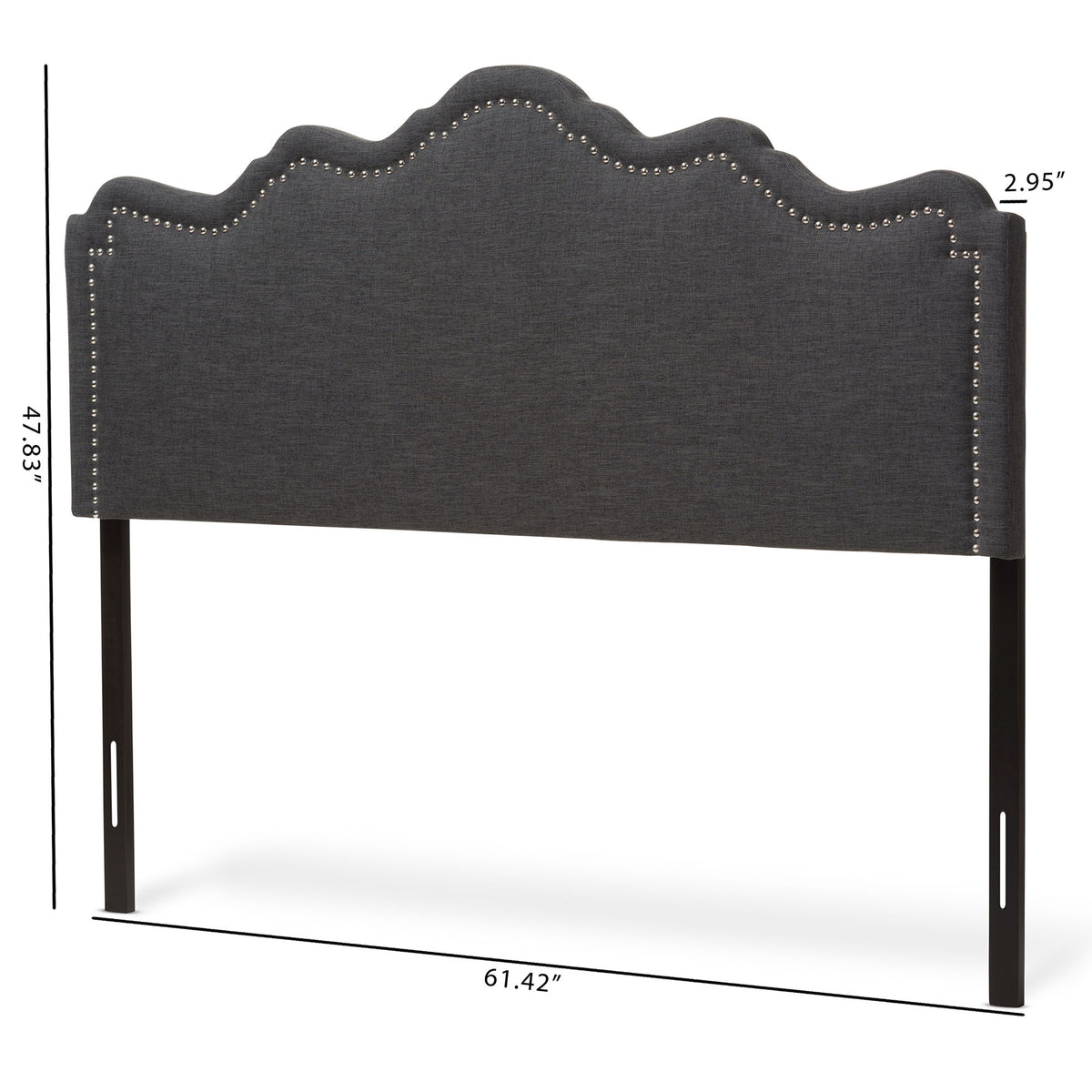 Nadeen Modern and Contemporary Dark Grey Fabric King Size Headboard