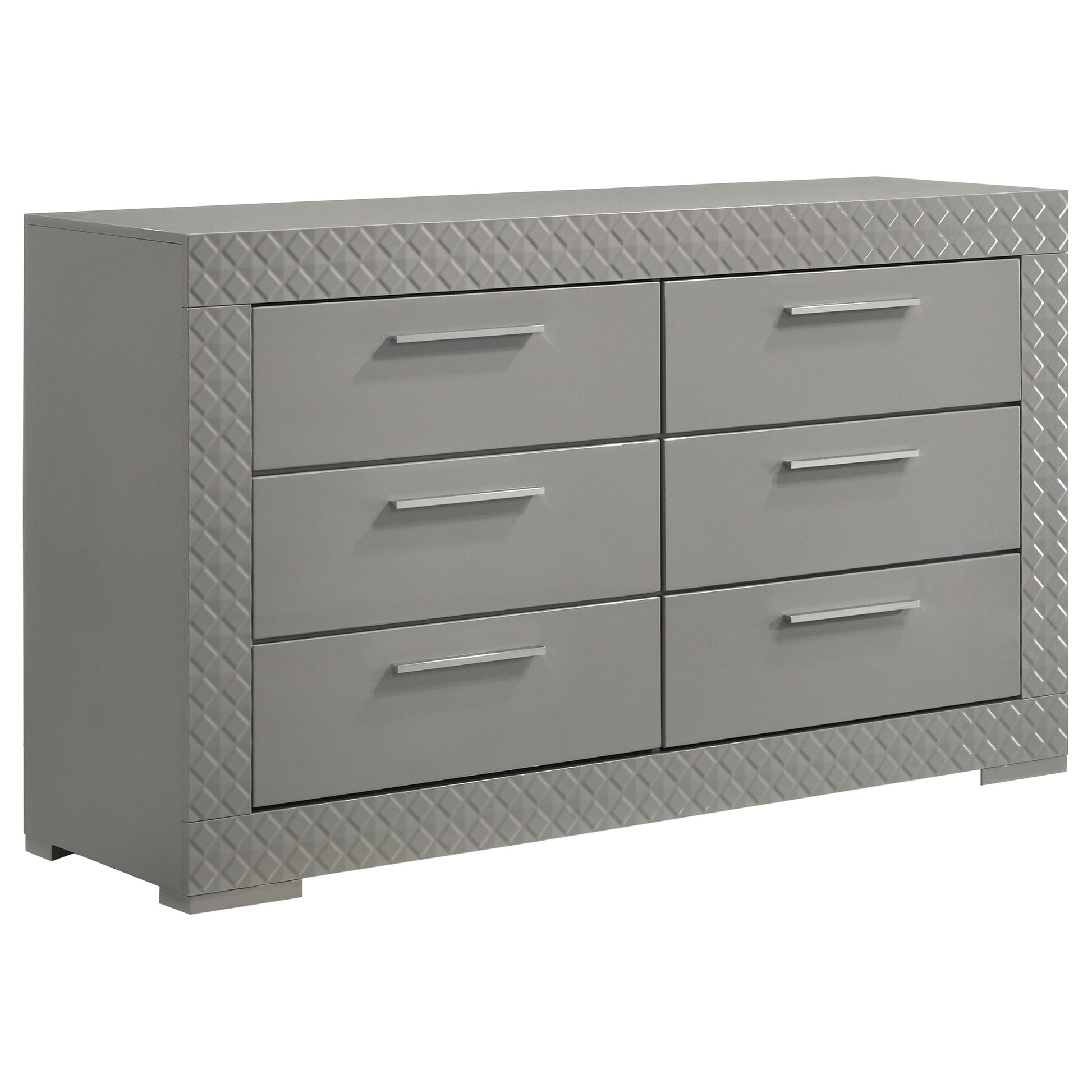 Coaster Fine Furniture Ives - 6-Drawer Dresser Cabinet - Gray High Gloss | Meri Furniture