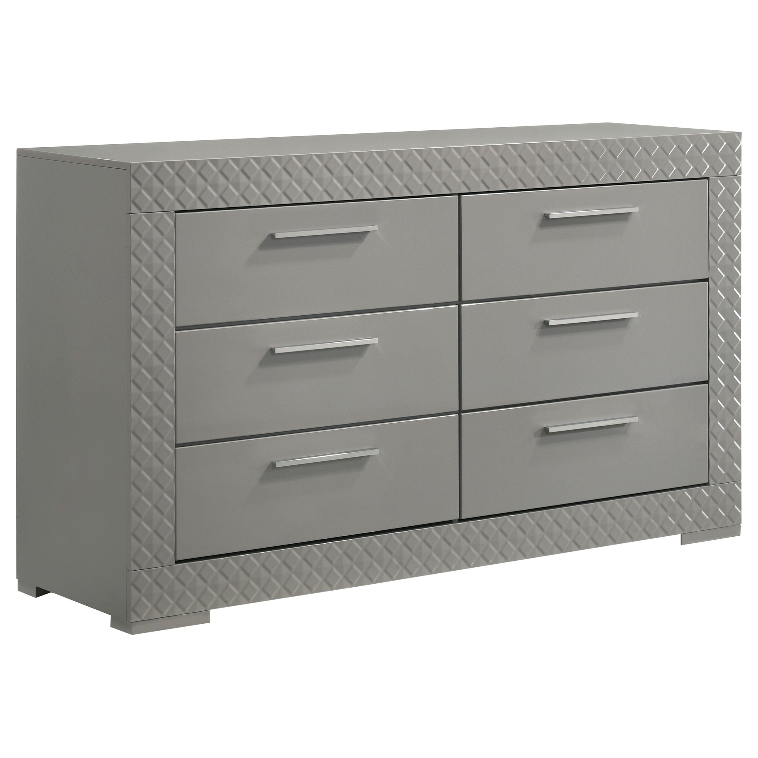 Coaster Fine Furniture Ives - 6-Drawer Dresser Cabinet - Gray High Gloss | Meri Furniture