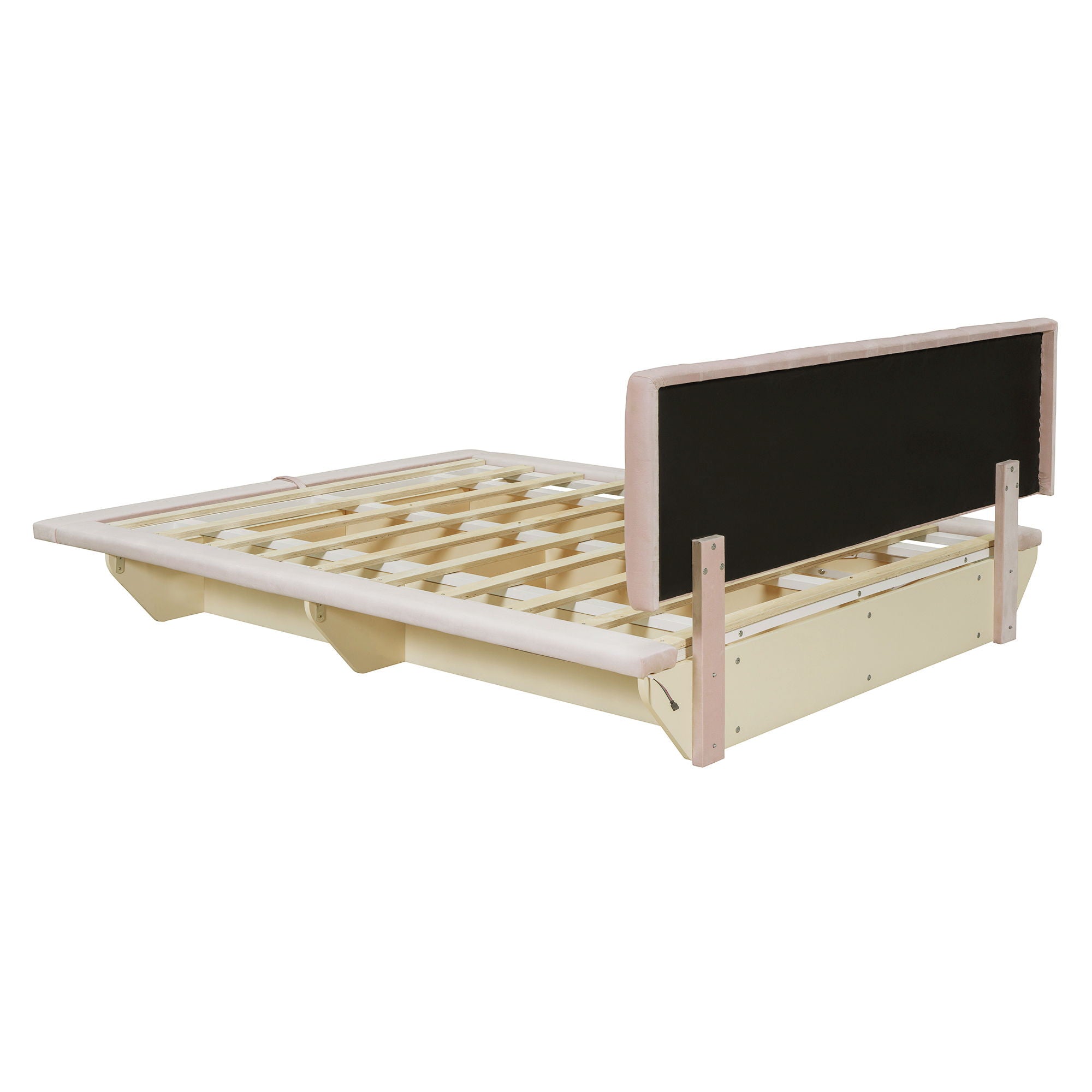 Upholstered Floating Hydrualic Platform Bed With LED Light And USB Port