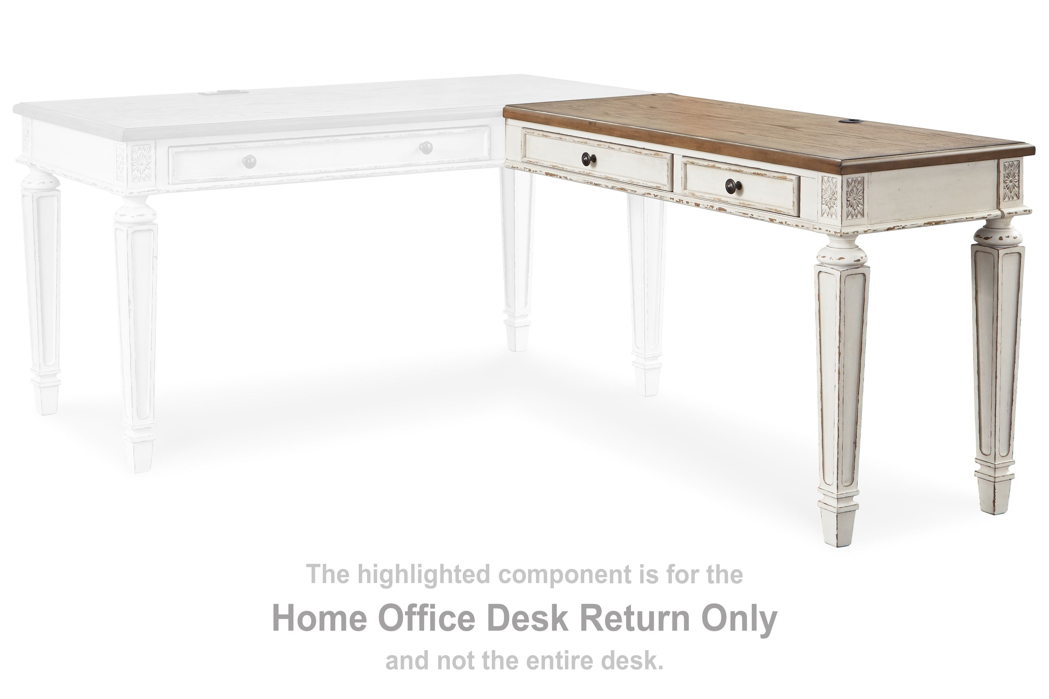 Ashley Furniture Realyn - White / Brown - Home Office Desk Return | Meri Furniture