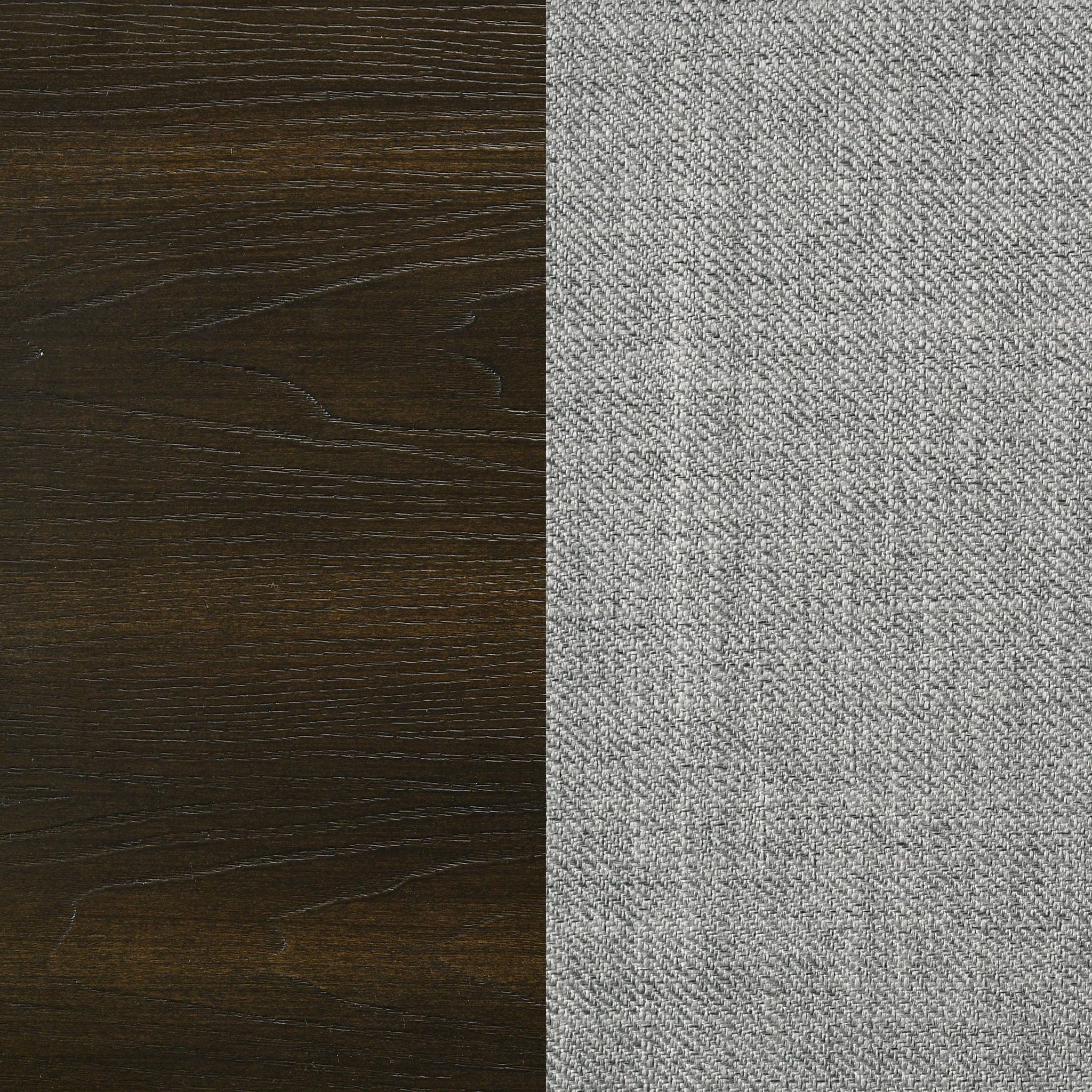 Atlas 63-inch California King Upholstered Panel Bed Grey and Dark Oak