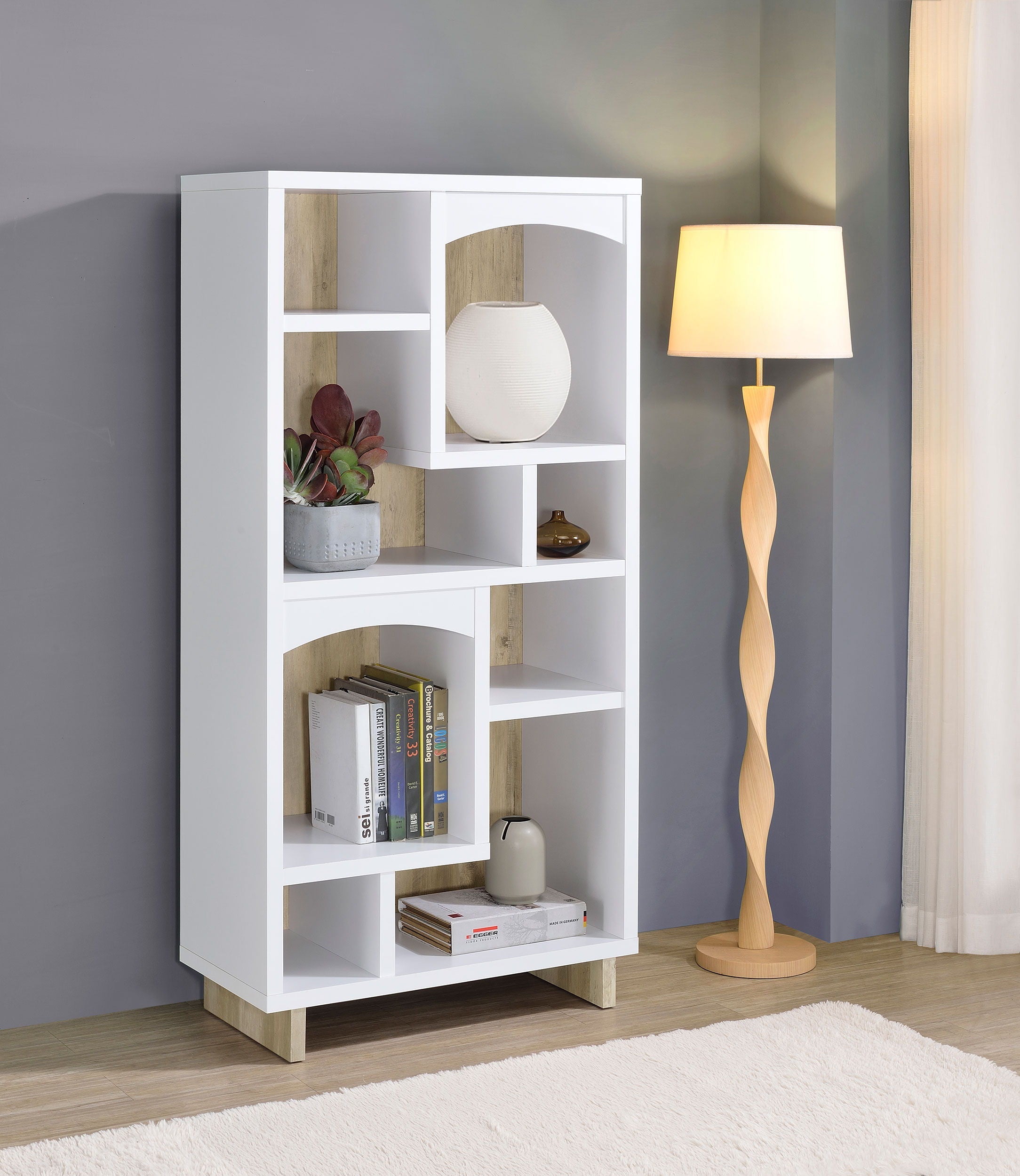 Coaster Fine Furniture Dalton - 6-Shelf Bookcase - White And Distressed Pine | Meri Furniture