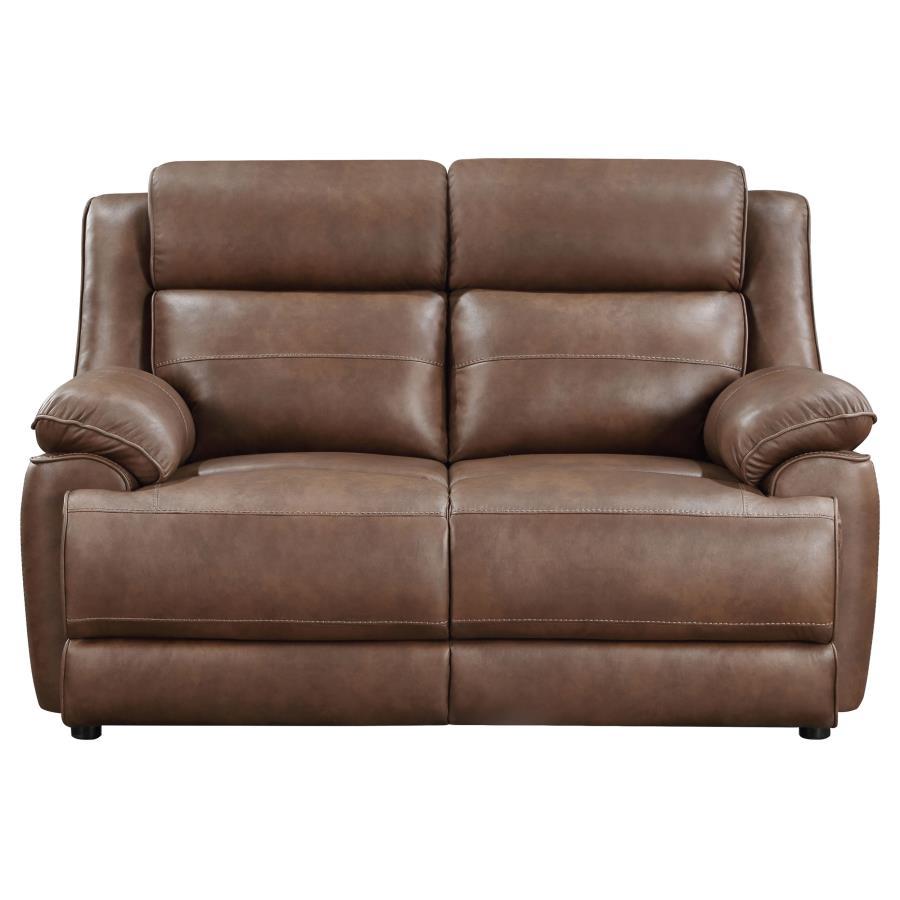 Ellington - Upholstered Padded Arm Loveseat - Dark Brown