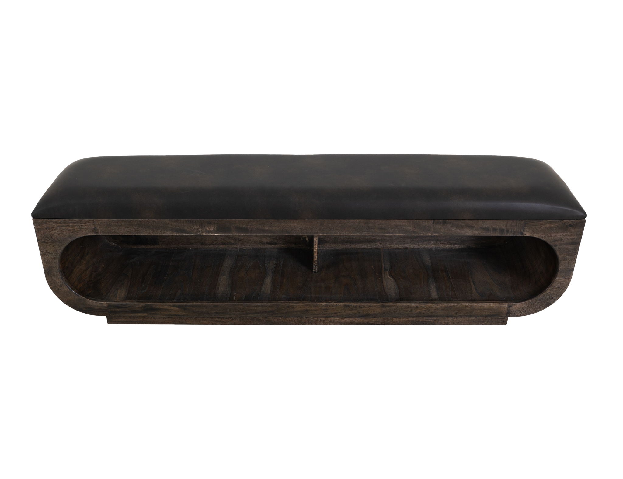 Balam - Wooden Bench With Cushioned Seat - Oil Black