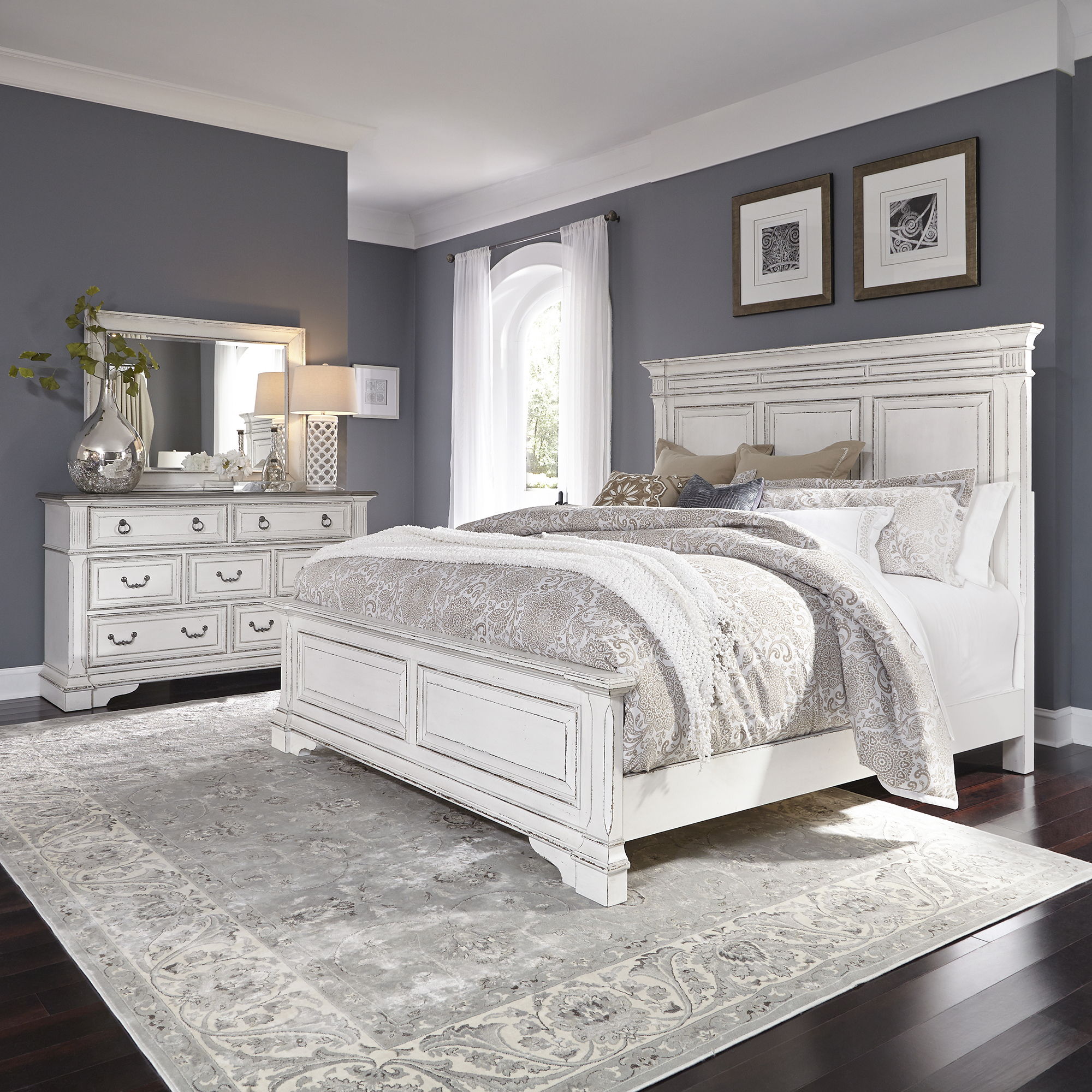 Liberty Furniture Abbey Park - Panel Bed, Dresser & Mirror | Meri Furniture