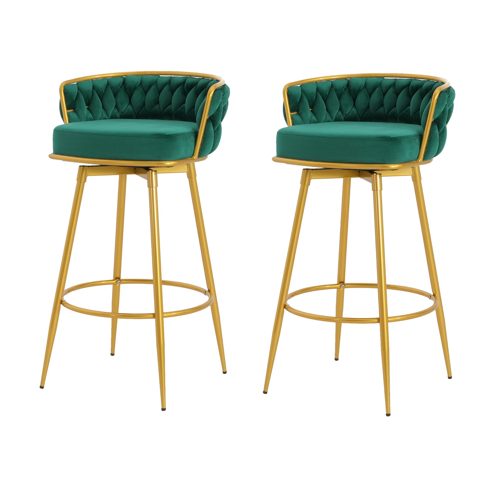 Modern Low Back Upholstered Counter Height Bar Stools (Set of 2)