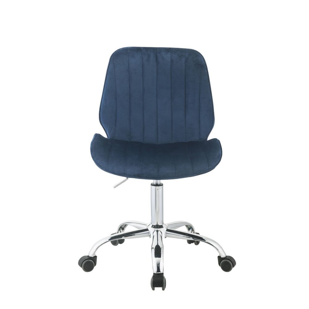 ACME Muata - Office Chair - Twilight Blue Velvet & Chrome | Meri Furniture