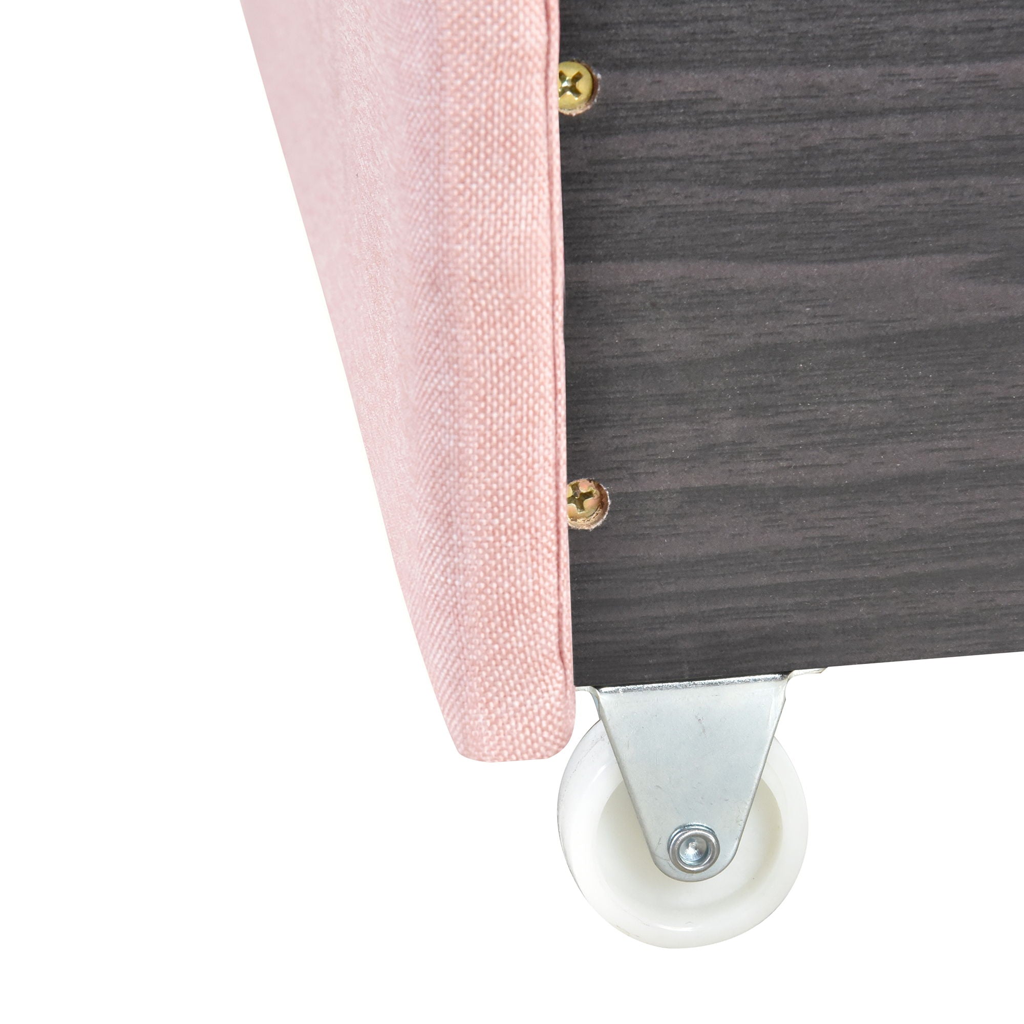 Queen Size Storage Bed Linen Upholstered Platform Bed & Two Drawers - Pink