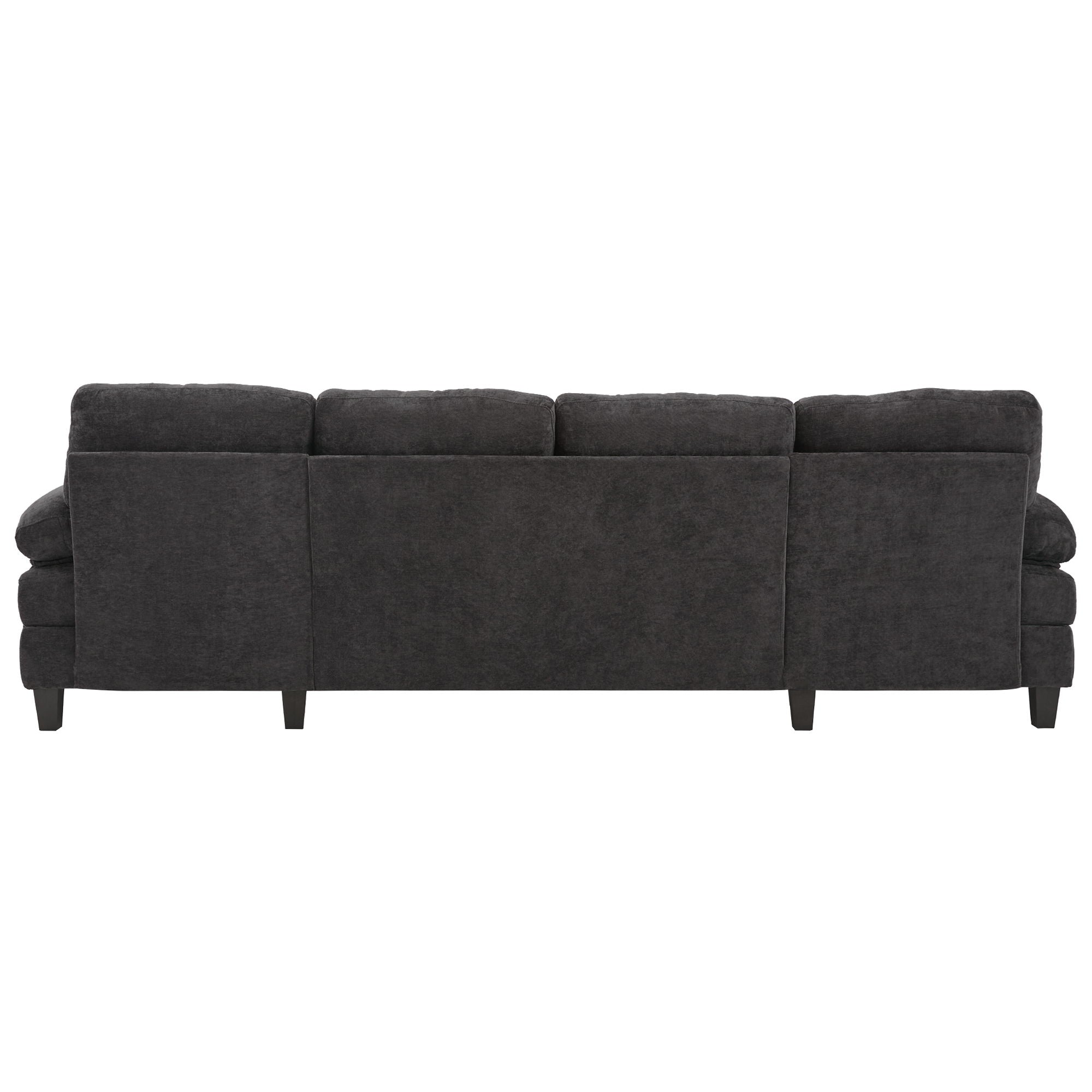 U-Shaped Sectional Sofa 103.5" Black Chenille Fabric Couch With Dual Chaise Lounges, Storage Pockets, Armrest Pillows