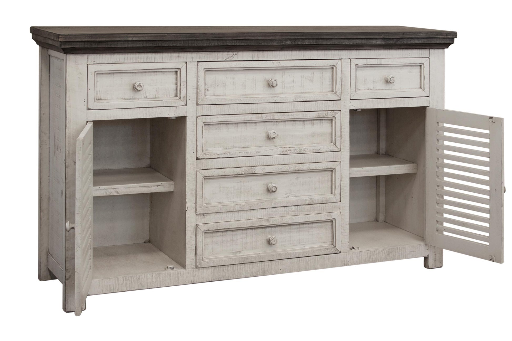 International Furniture Direct Stone - Buffet - Antiqued Ivory / Weathered Gray | Meri Furniture