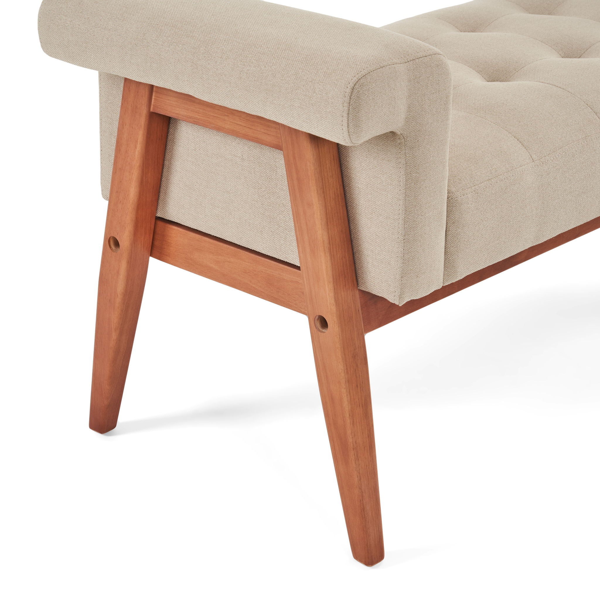 Elegant Tufted Ottoman - Beige / Brown